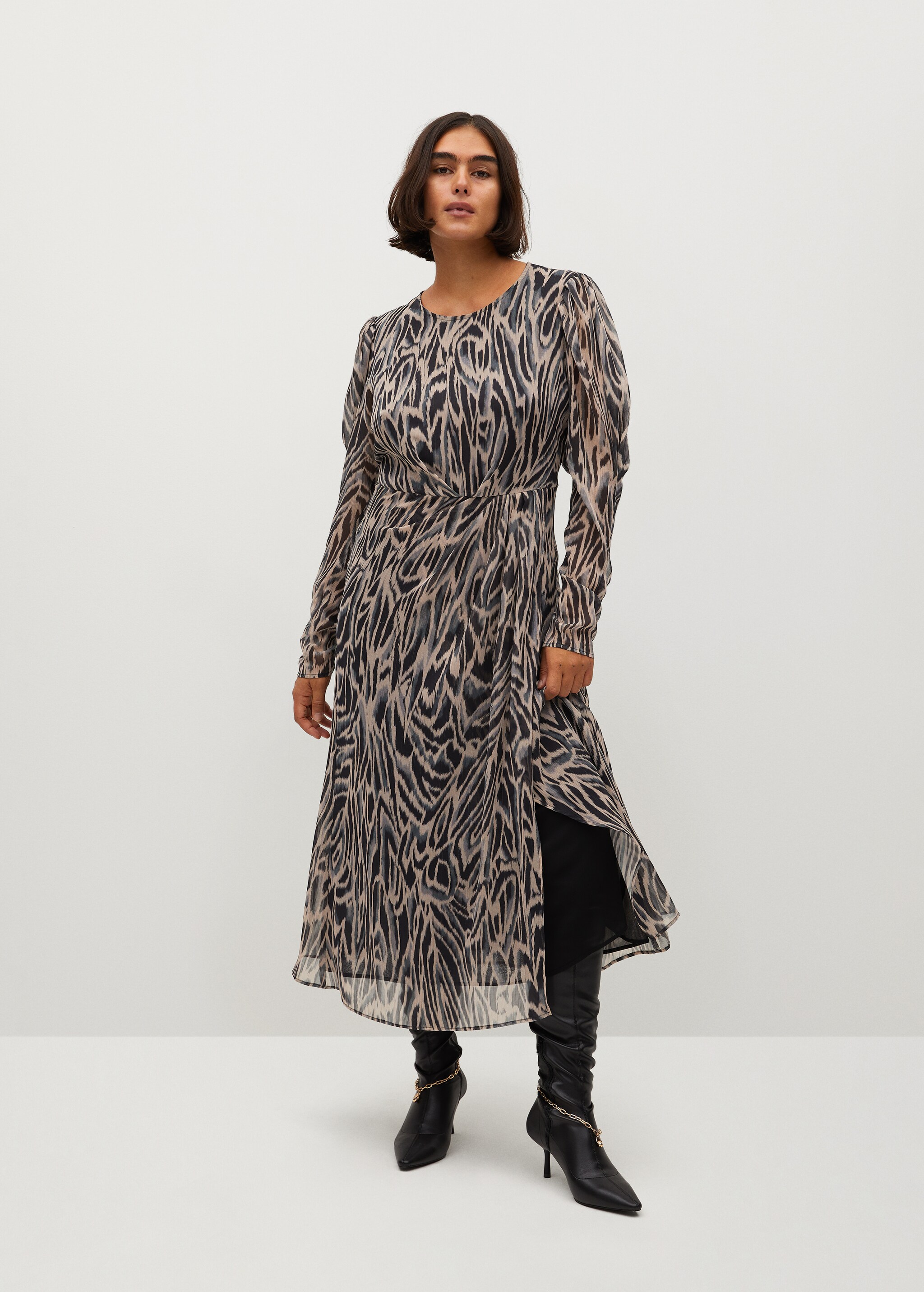 Vestido estampado midi - Plano general