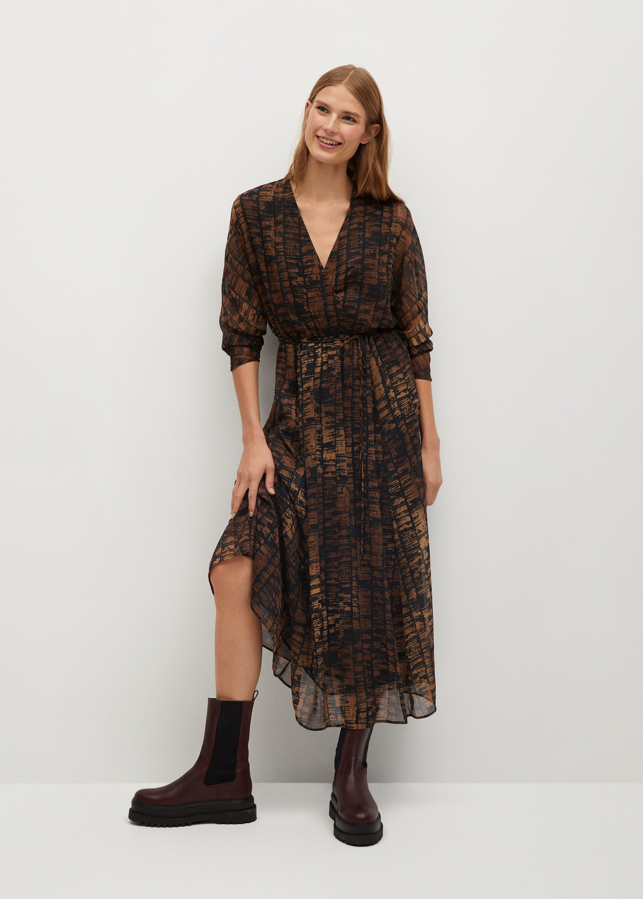 Vestido plisado estampado - Plano general