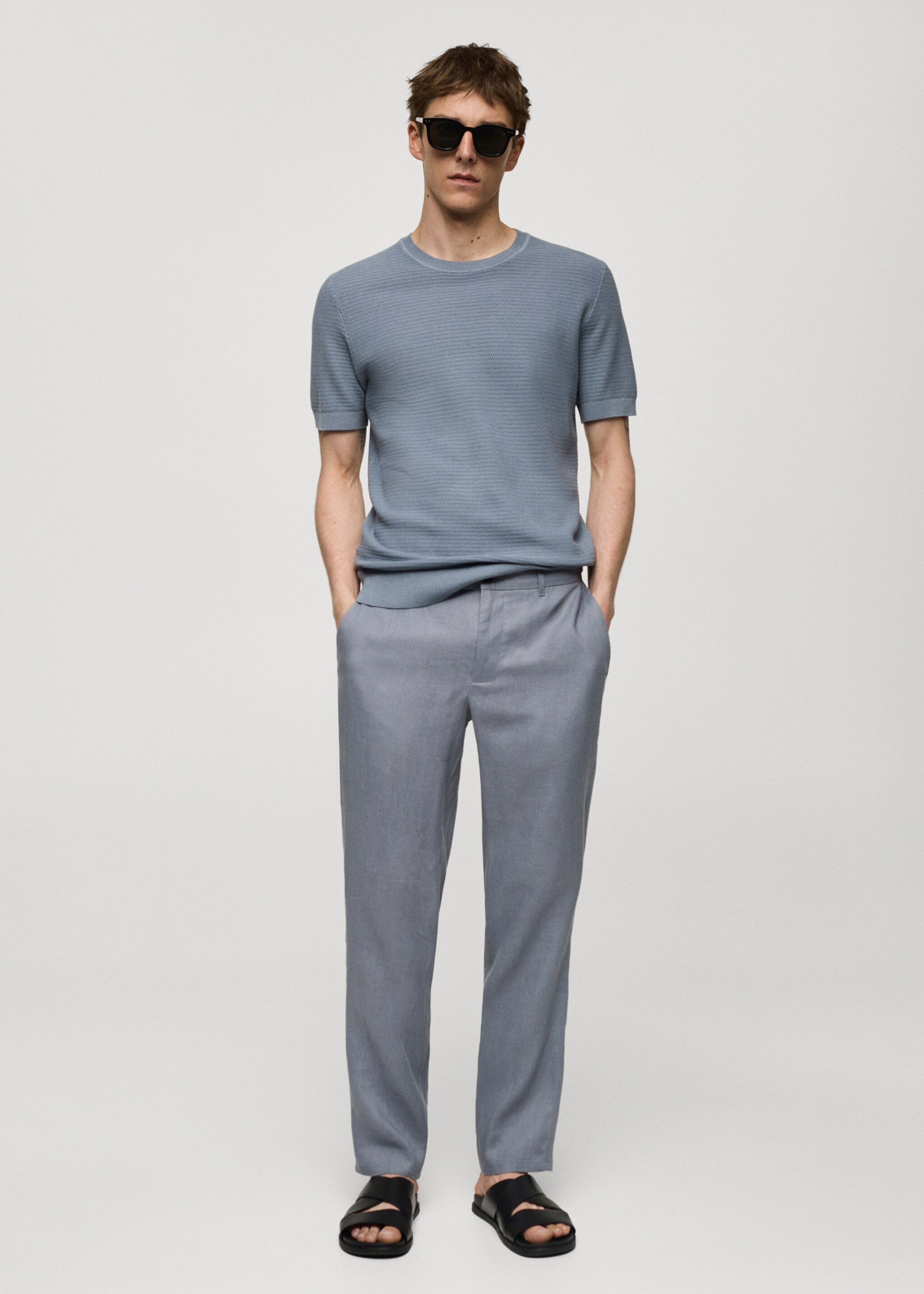 Pantalón 100% lino slim fit - Plano general