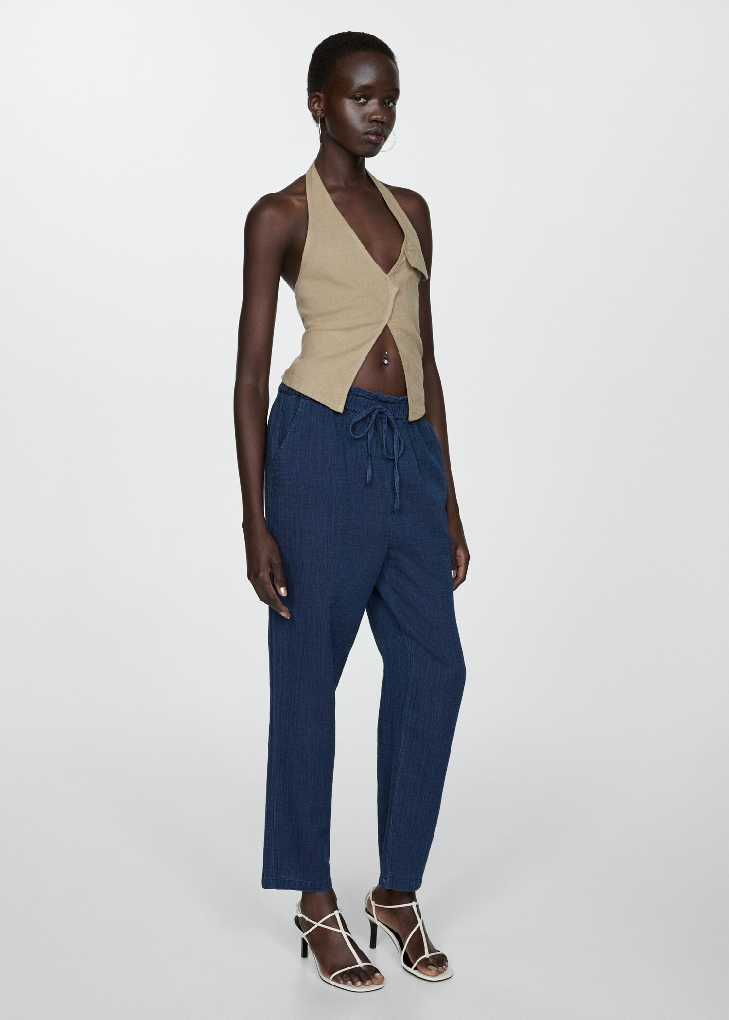 Elastic waist cotton pants - General plane