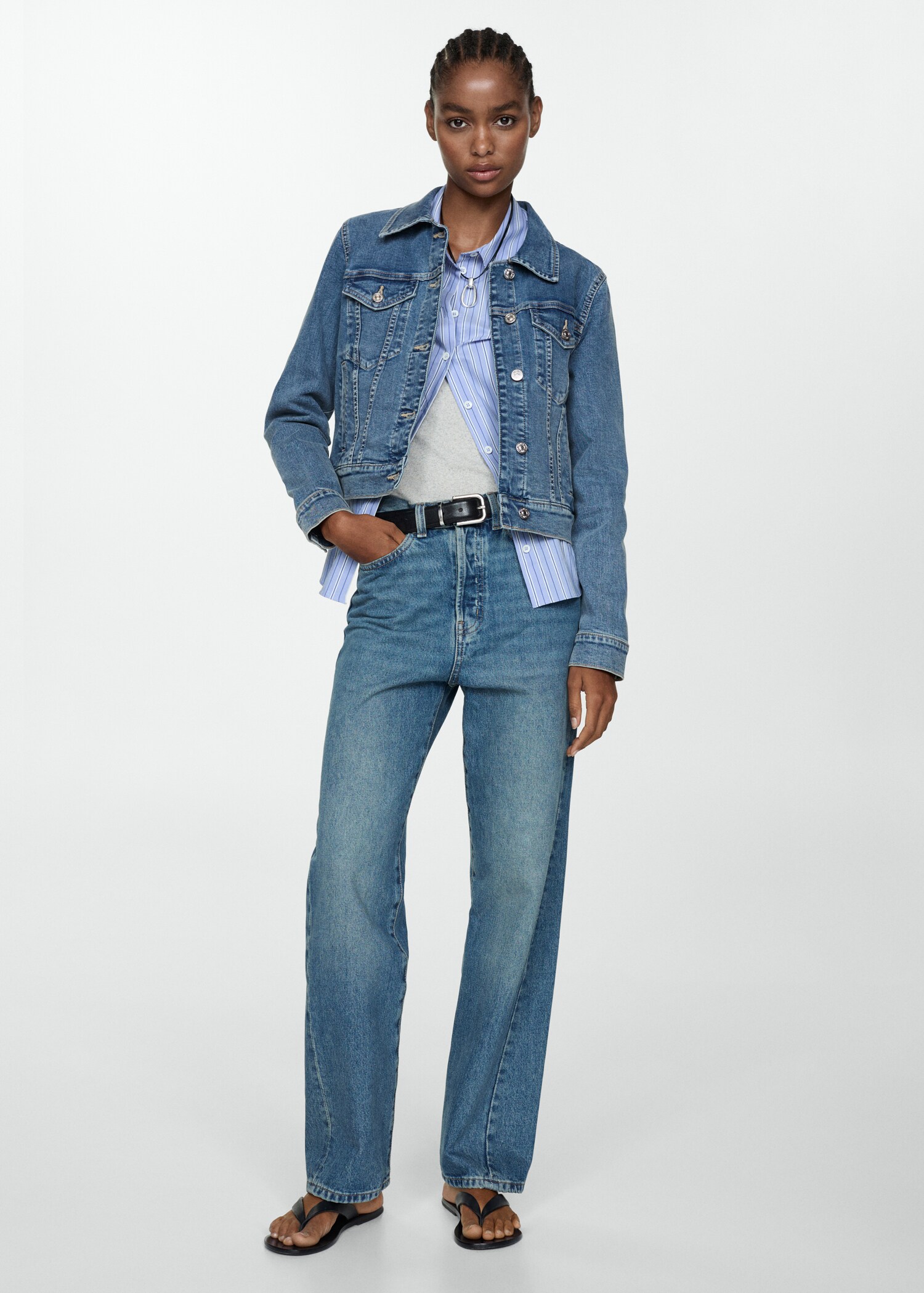 Pocketed denim jacket - General plane