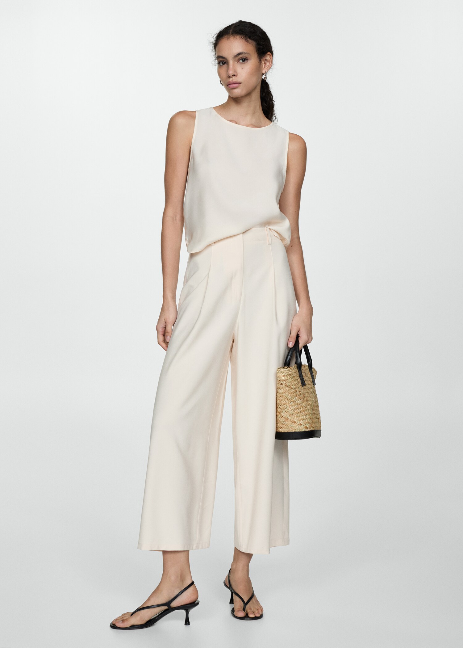 Wideleg trousers with elastic waist - General plane