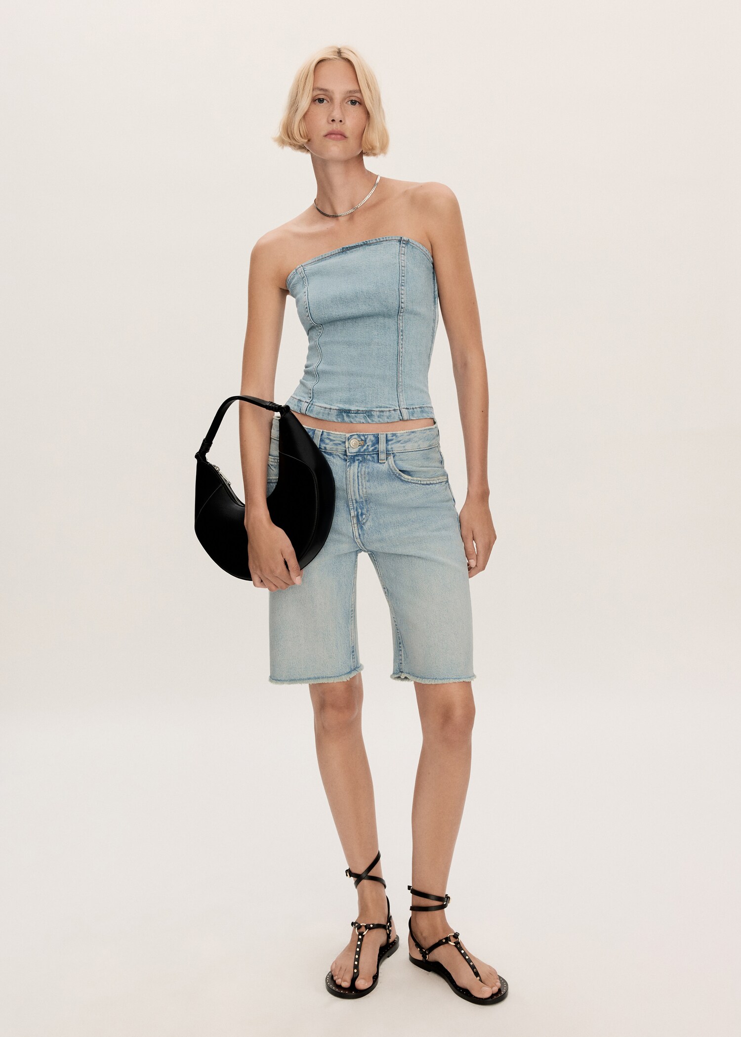 Straight-fit denim bermuda shorts - General plane