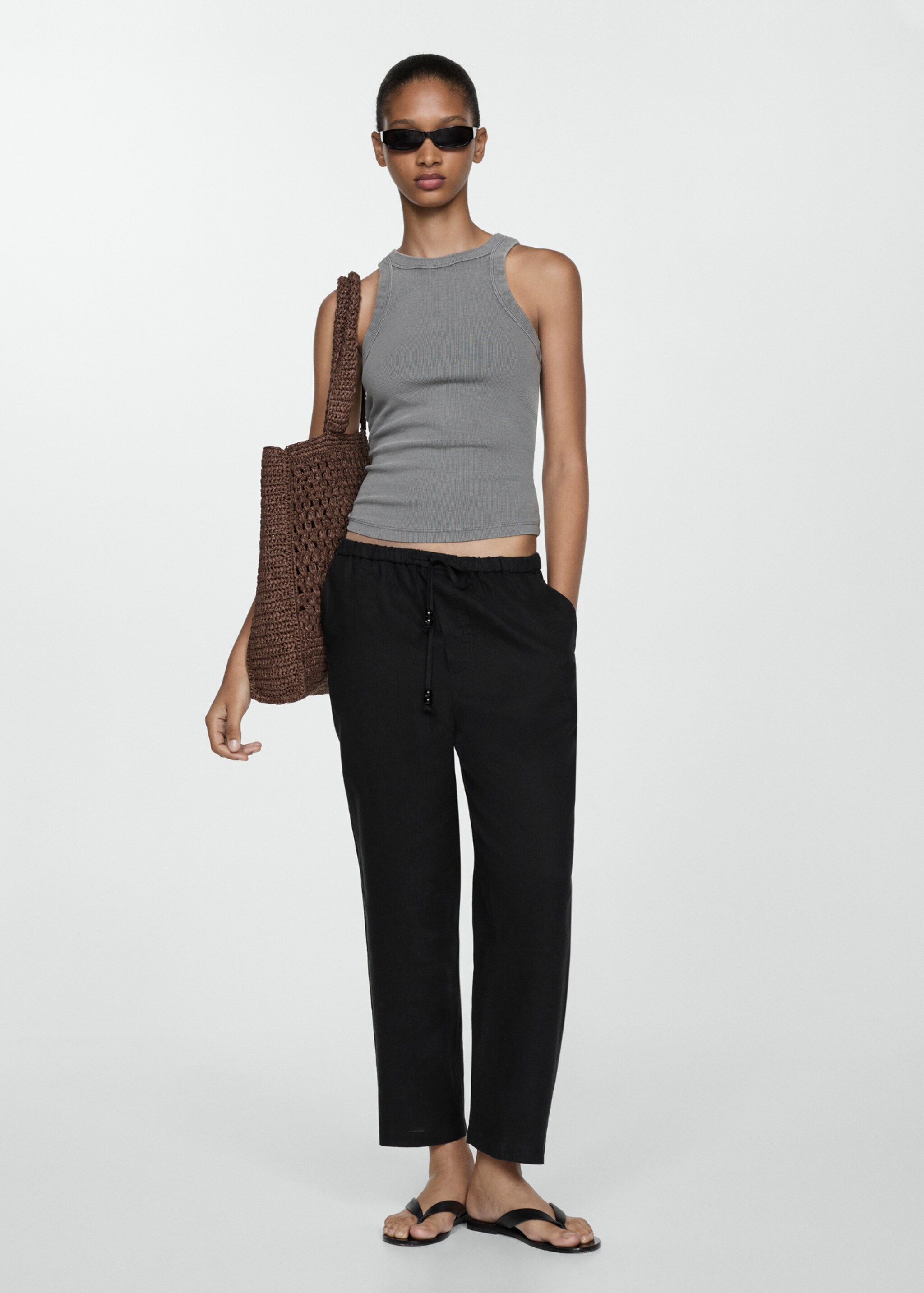 Pantalon jogging lin - Plan général, Noir. Ref: 77050332-00.