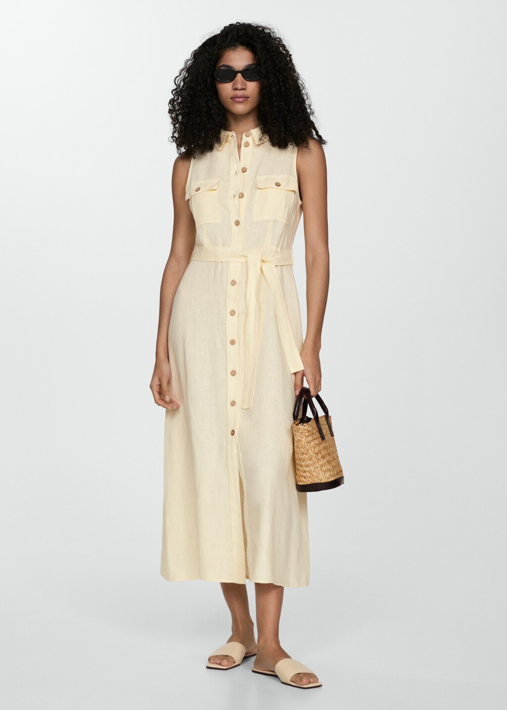 Linen-blend shirt dress - Women | MANGO OUTLET USA