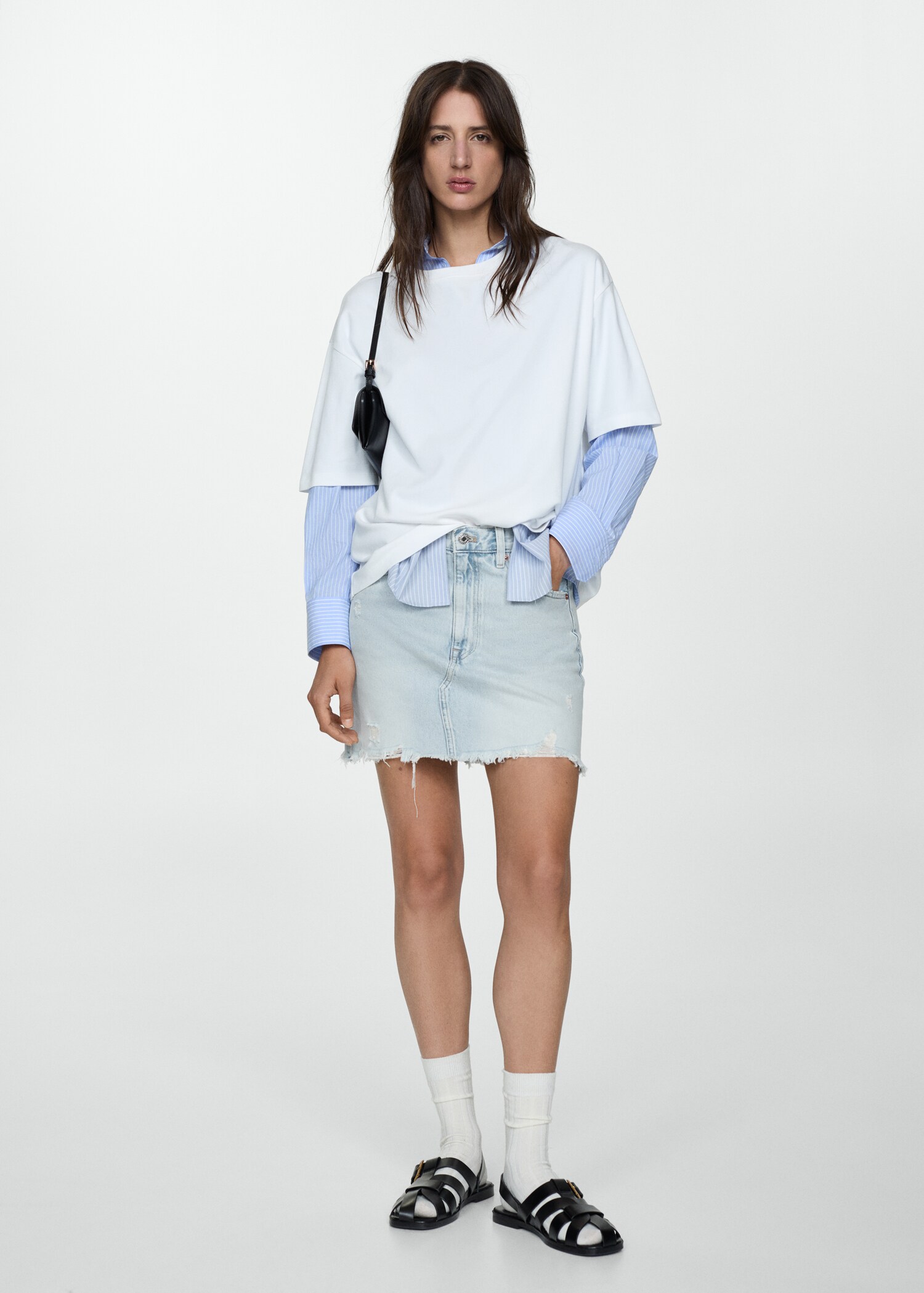 Jeans-Minirock mit ausgefranstem Saum - Allgemeine Ansicht