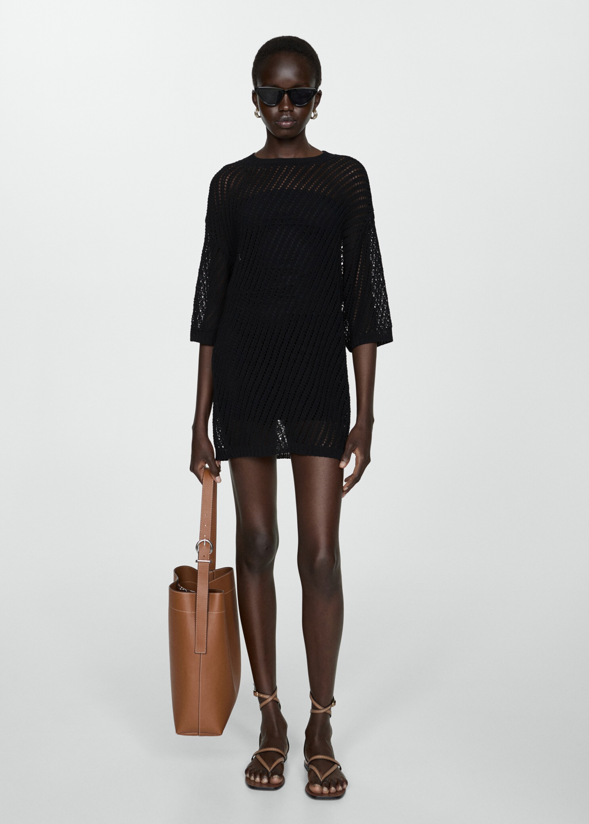 Short strapless slip dress - General plane, Black. Ref: 77050374-00.