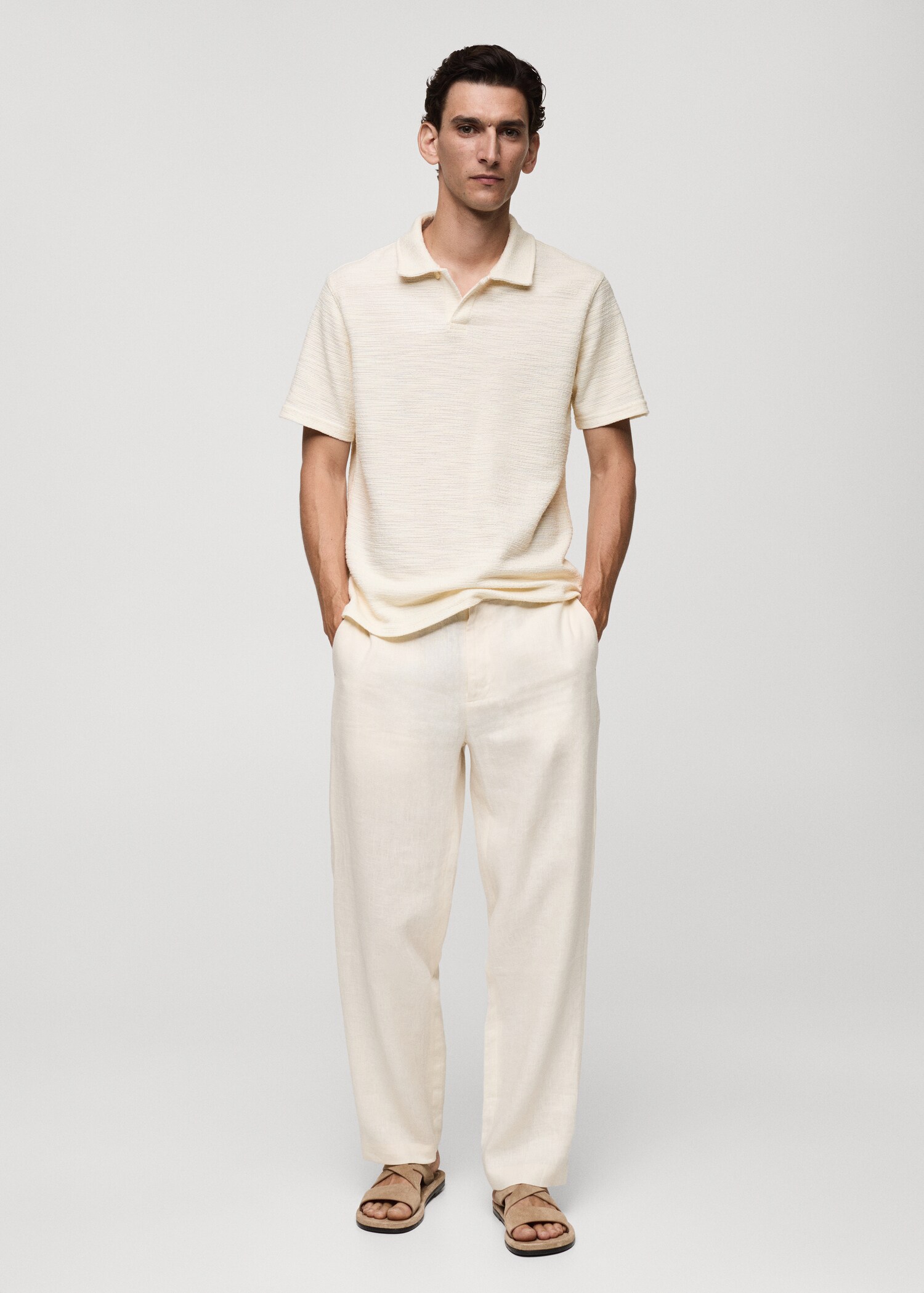 Polo regular fit punt textura - Pla general