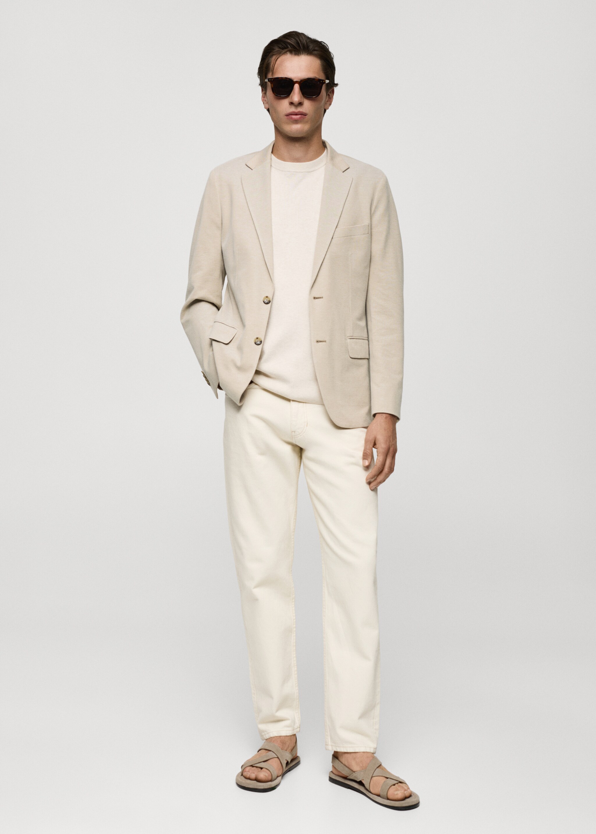 Structured slim fit cotton blazer - General plane