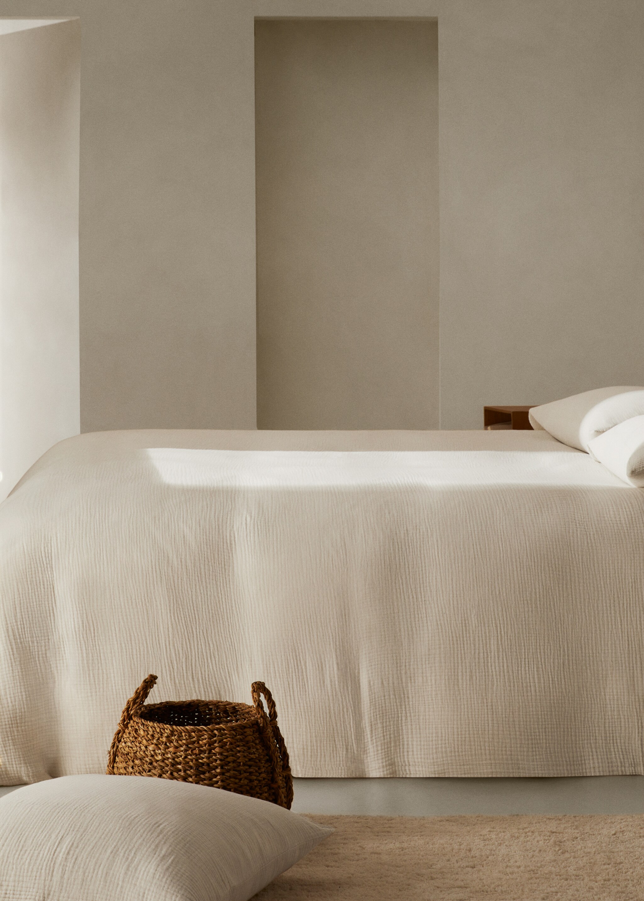 Cotton gauze duvet cover for king bed - General plane, Light/Pastel Grey. Ref: 77050573-00.