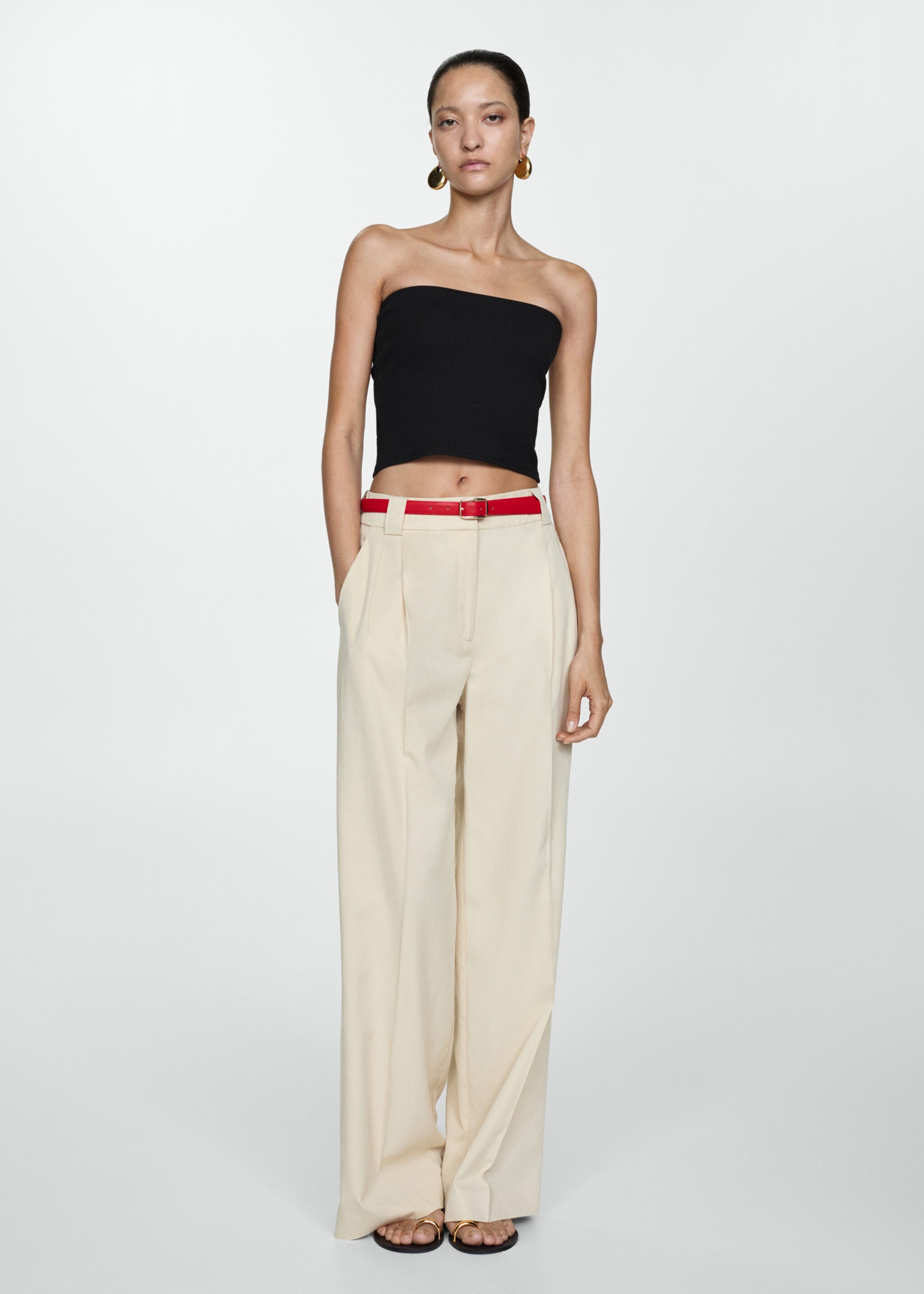 Cotton bandeau top - General plane, Black. Ref: 77050623-00.