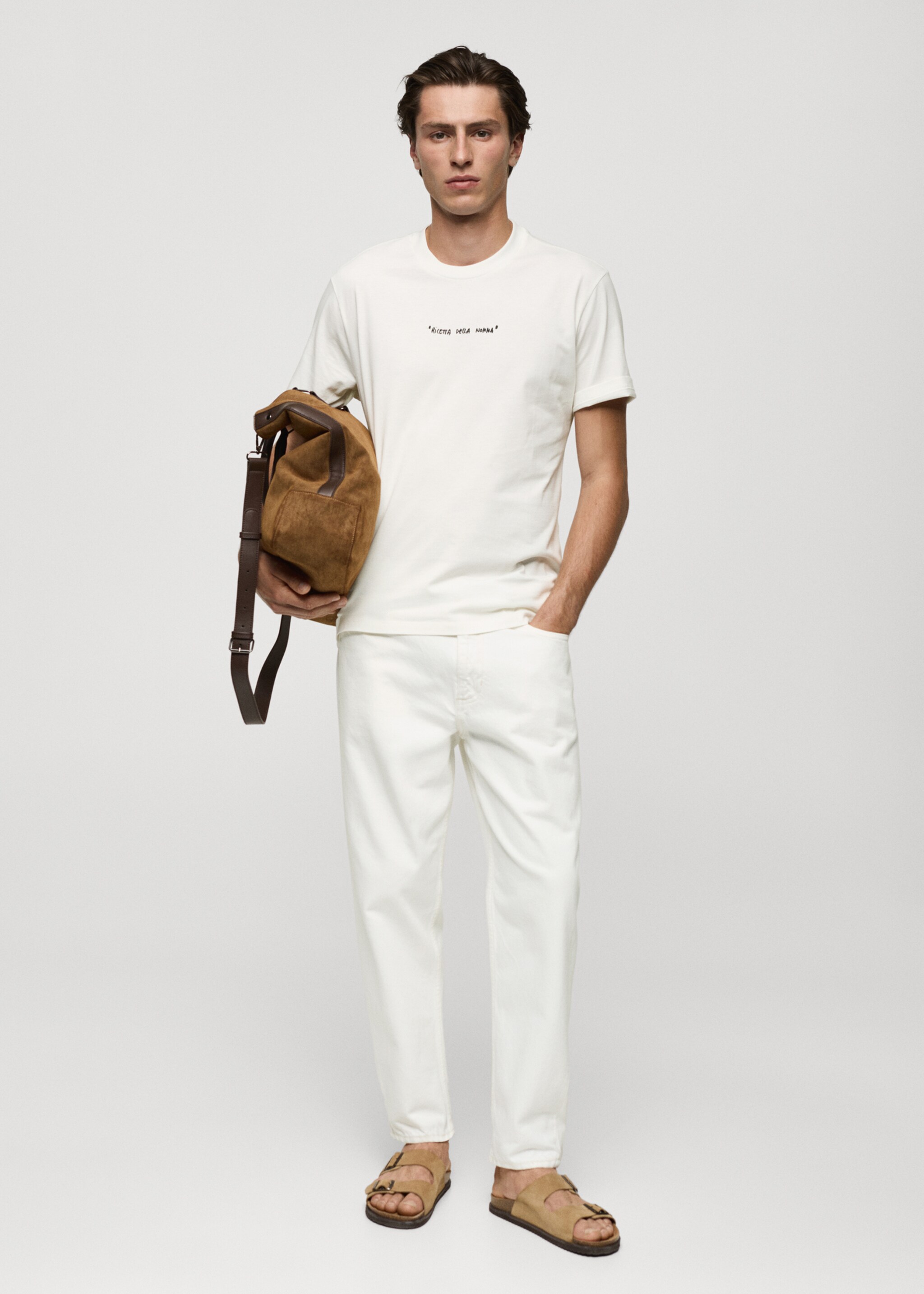 Regular fit printed cotton t-shirt - General plane, Off White. Ref: 77050642-00.