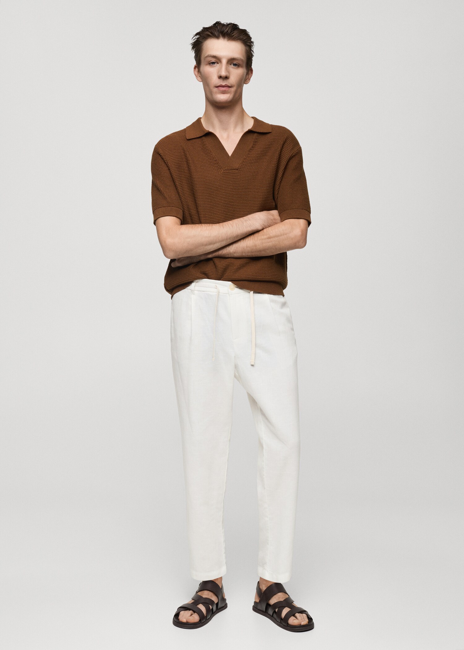 Pantalón slim fit lino cordón - Plano general