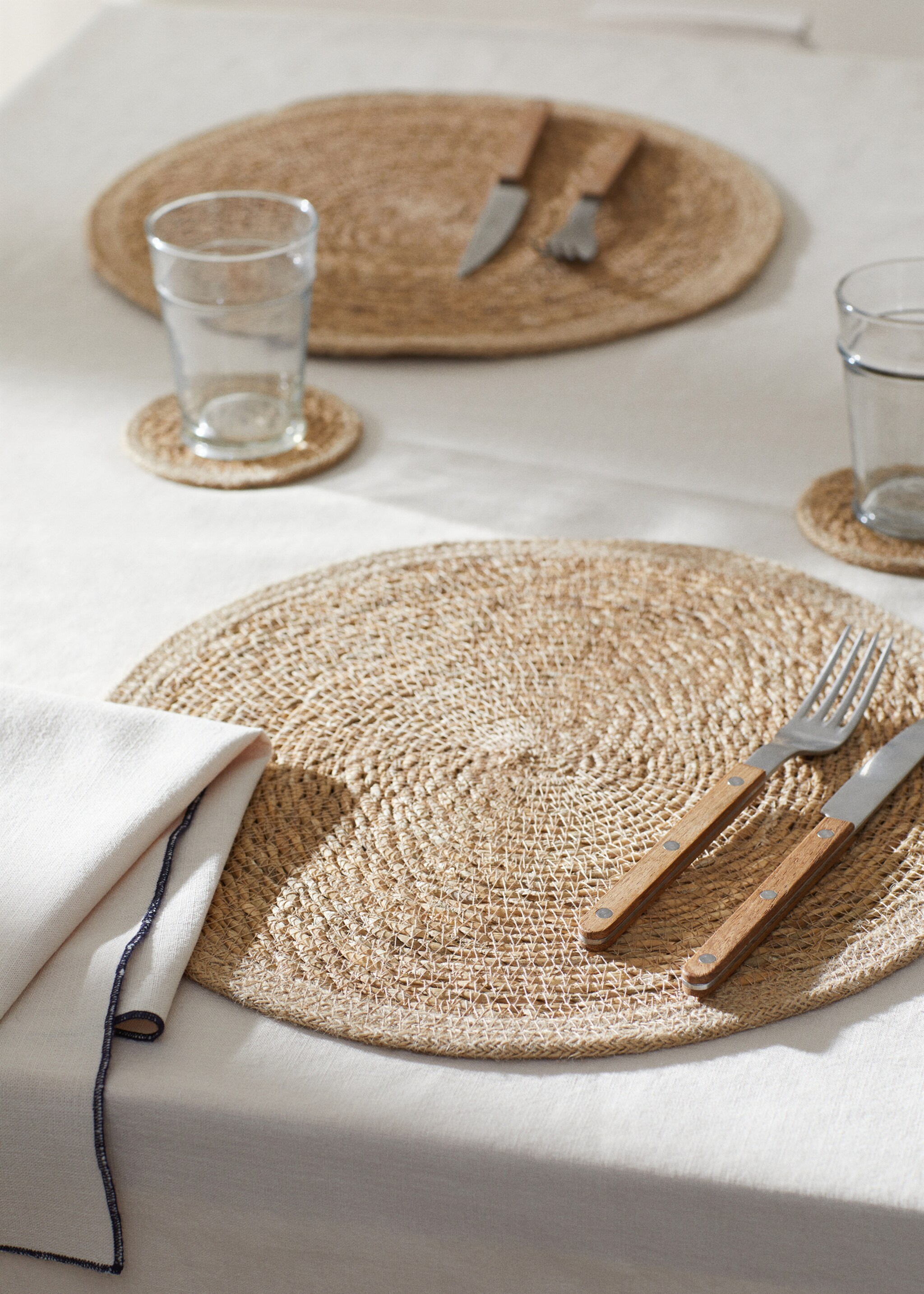 Natural fibre round placemat 35x35cm - General plane, Brown. Ref: 77050644-00.