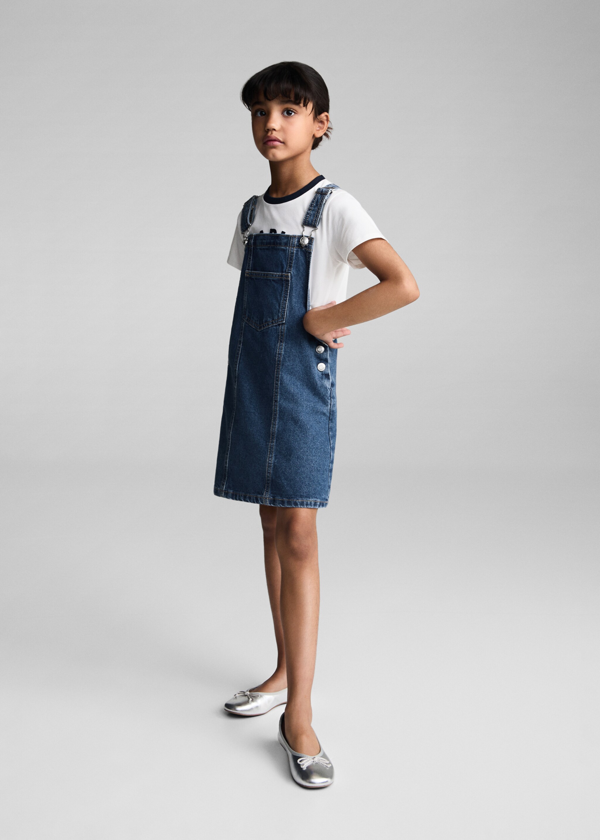 Short denim pinafore - General plane, Medium Blue. Ref: 77051008-00.