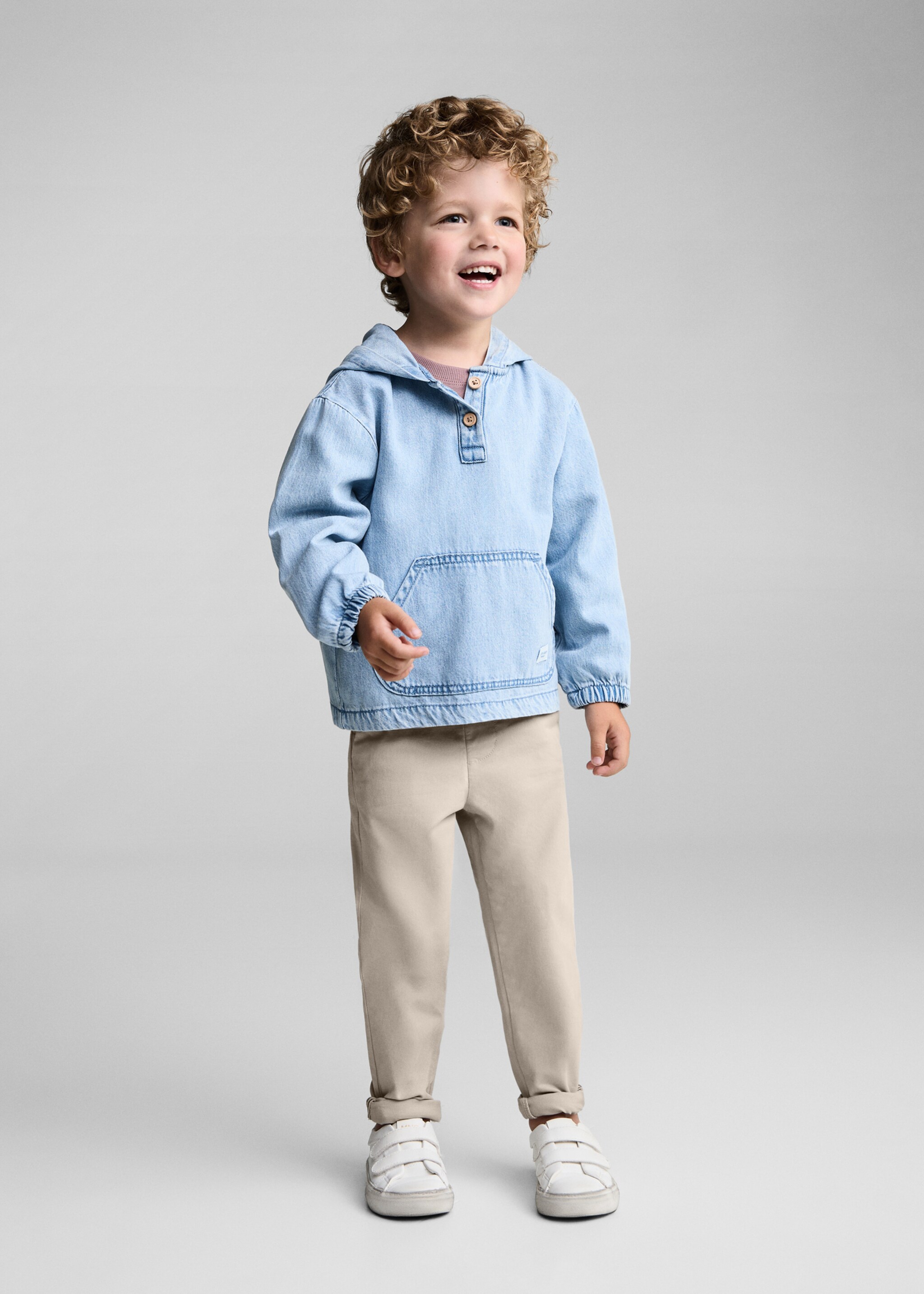 Pantalons xinesos cotó - Pla general, Gris gel. Ref: 77051013-00.