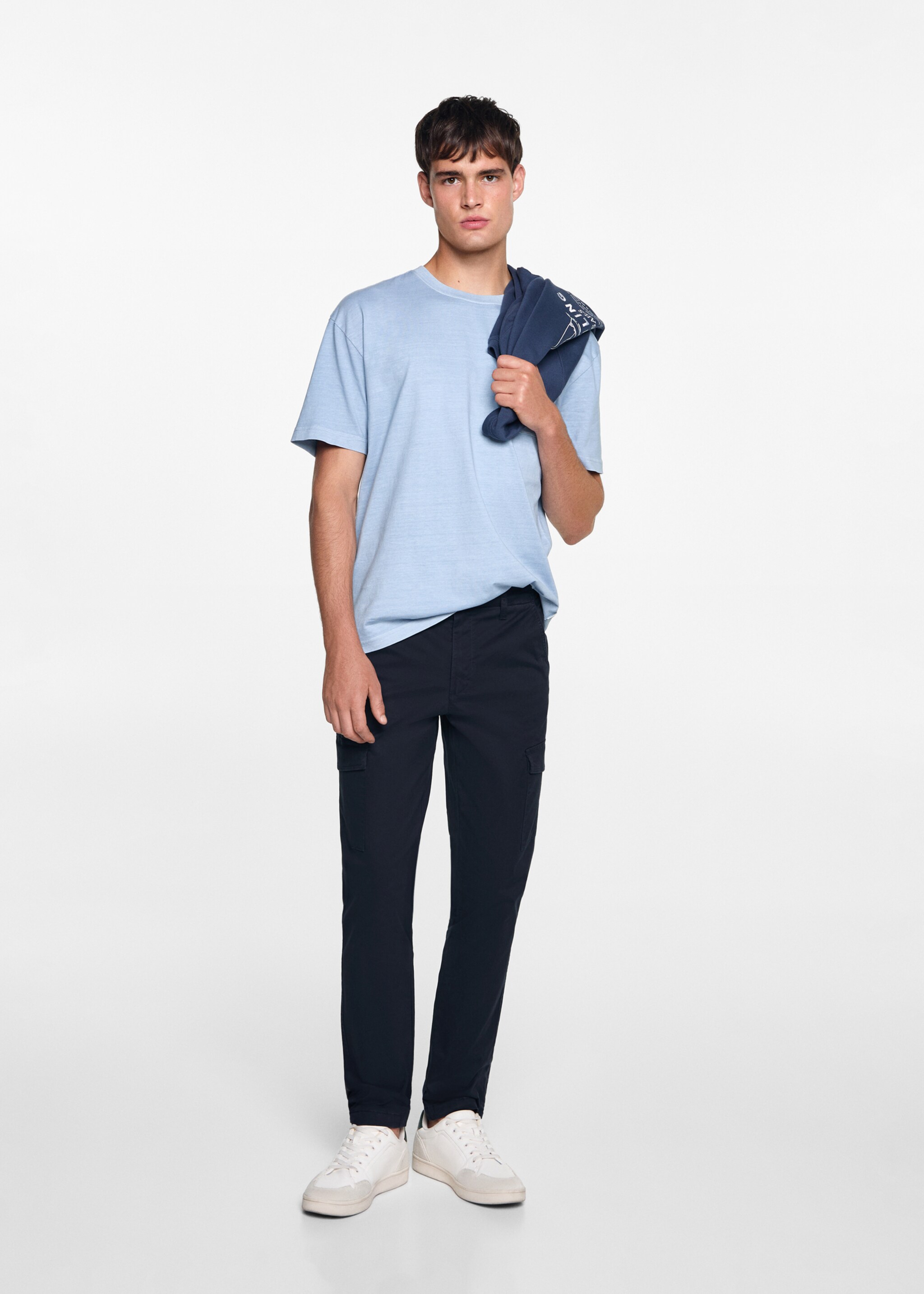 Pantalón cargo algodón - Plano general, Azul marino oscuro. Ref: 77051508-00.
