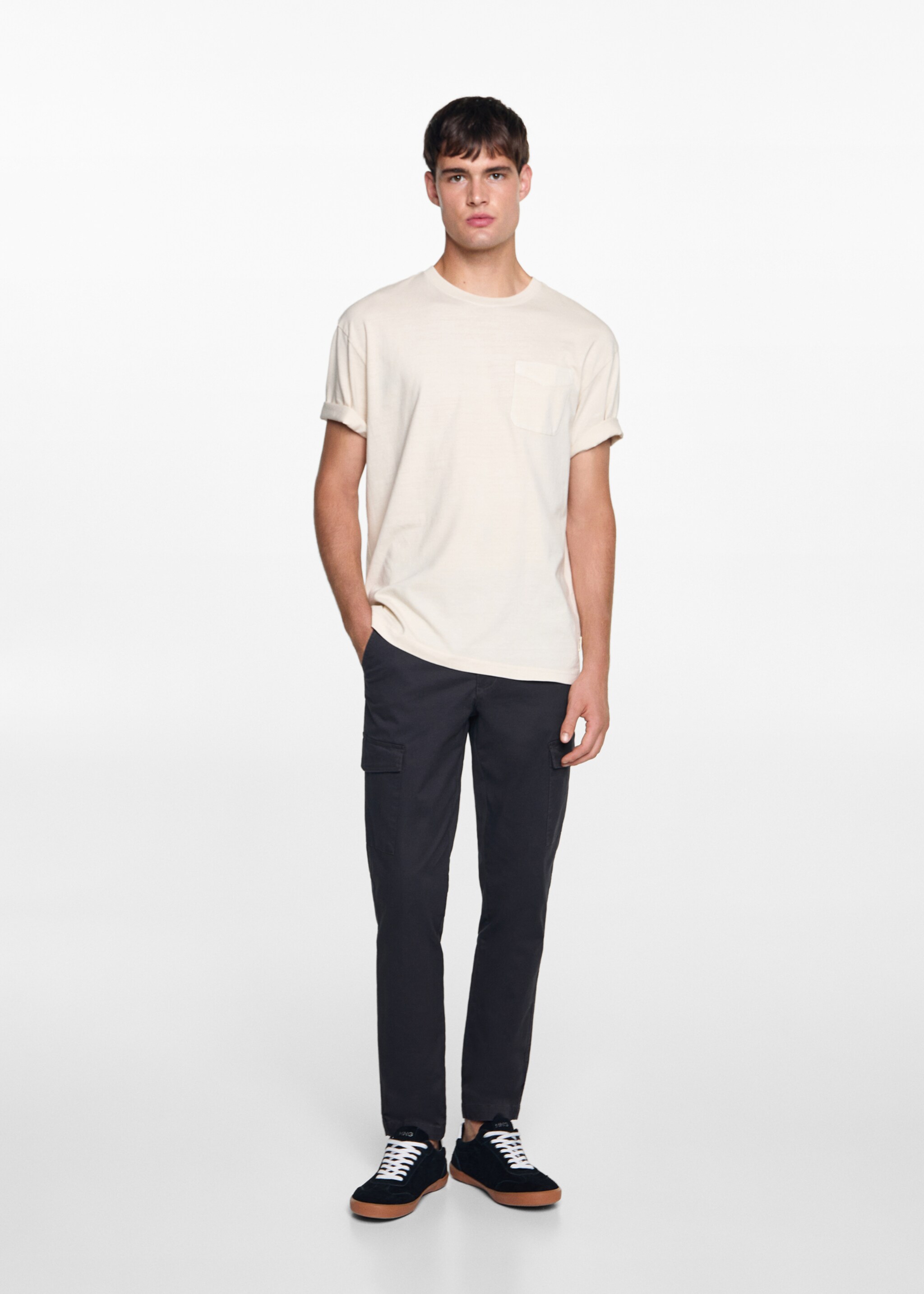 Cotton cargo trousers - General plane, Charcoal. Ref: 77051508-00.
