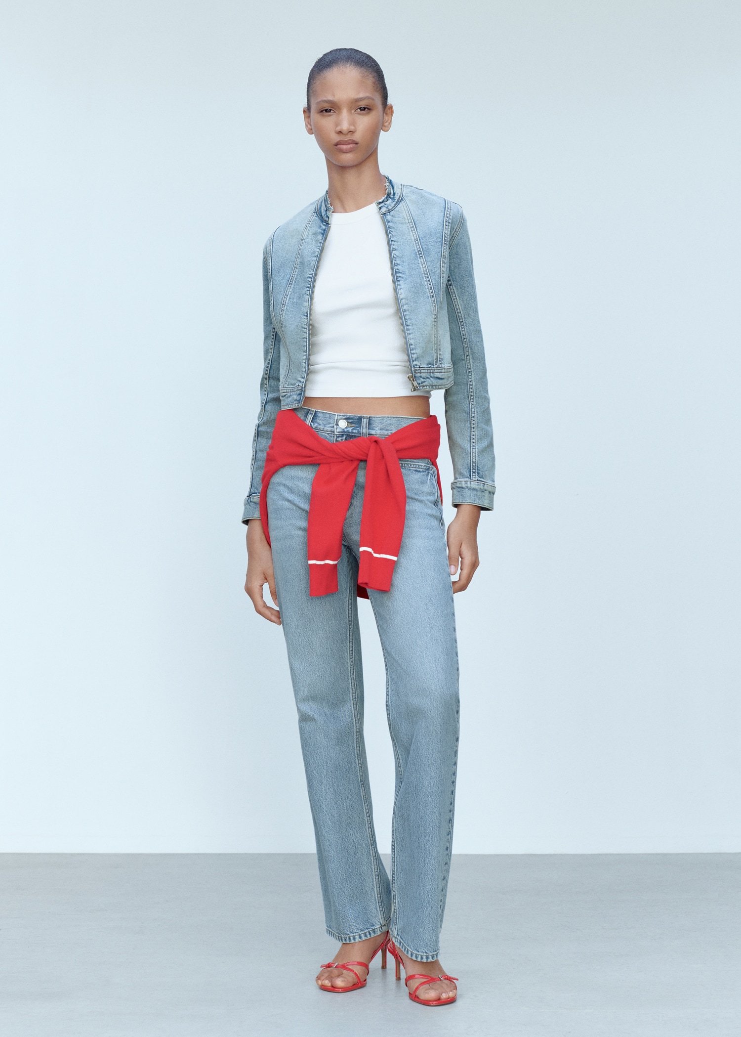 Zipper Fitted Jean Jacket Women Zip-up Denim Jacket Women MANGO