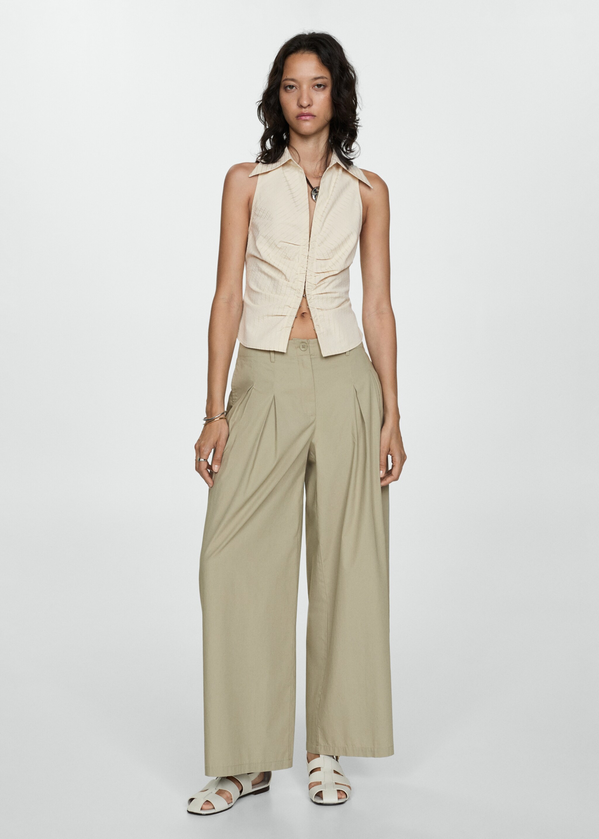 Cotton pleated trousers - General plane