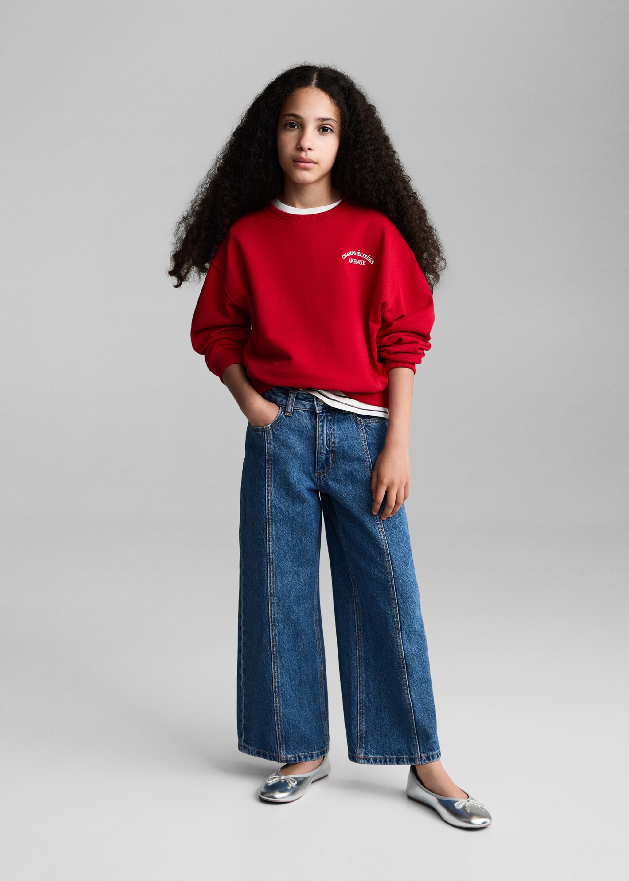 Embroidered detail cotton sweatshirt - General plane, Red. Ref: 77053273-00.