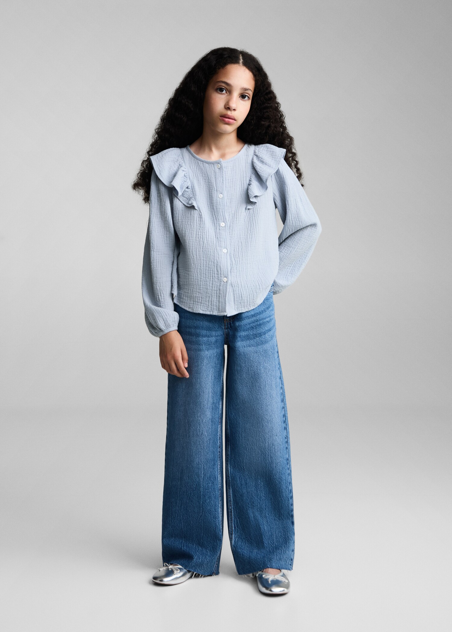 Bluse aus Crinkle-Baumwoll-Gaze - Allgemeine Ansicht