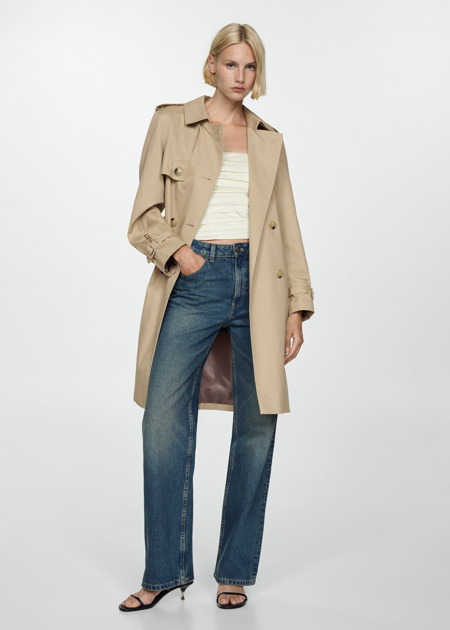 Klassischer Trenchcoat mit Gürtel - Allgemeine Ansicht