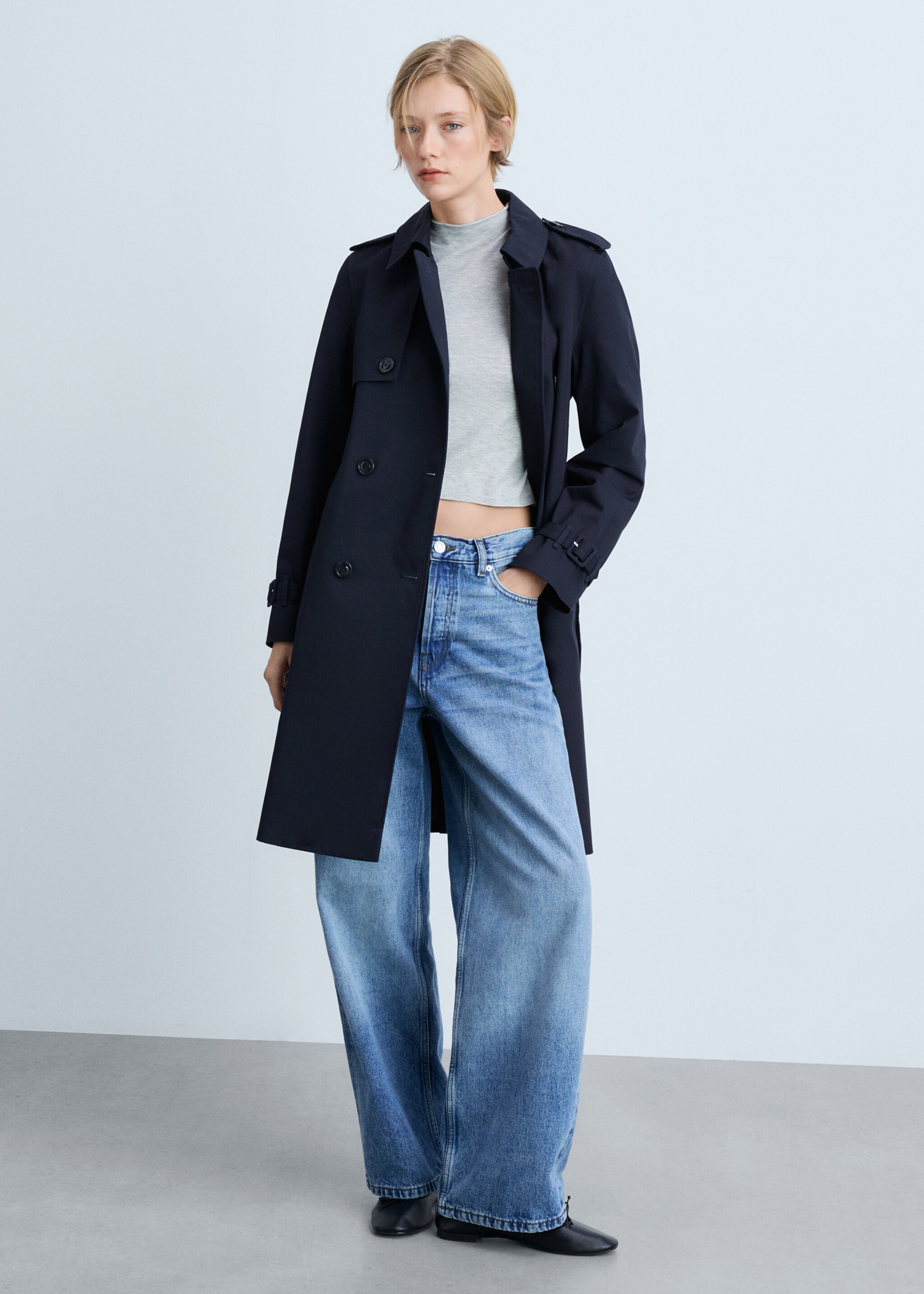 Classic trench coat with belt - General plane, Dark Navy. Ref: 77054028-00.