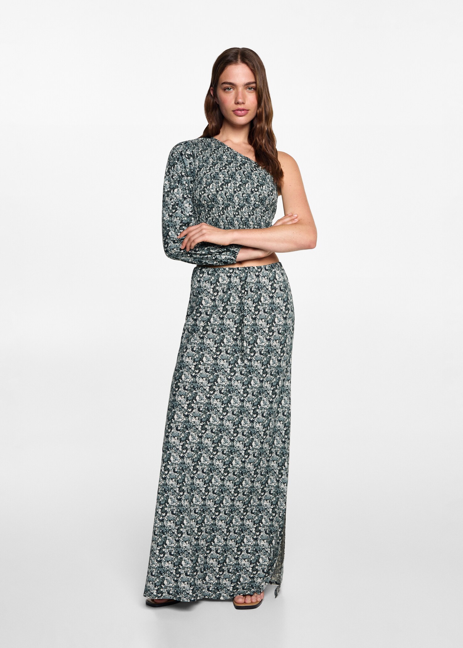 Floral-print long skirt - General plane