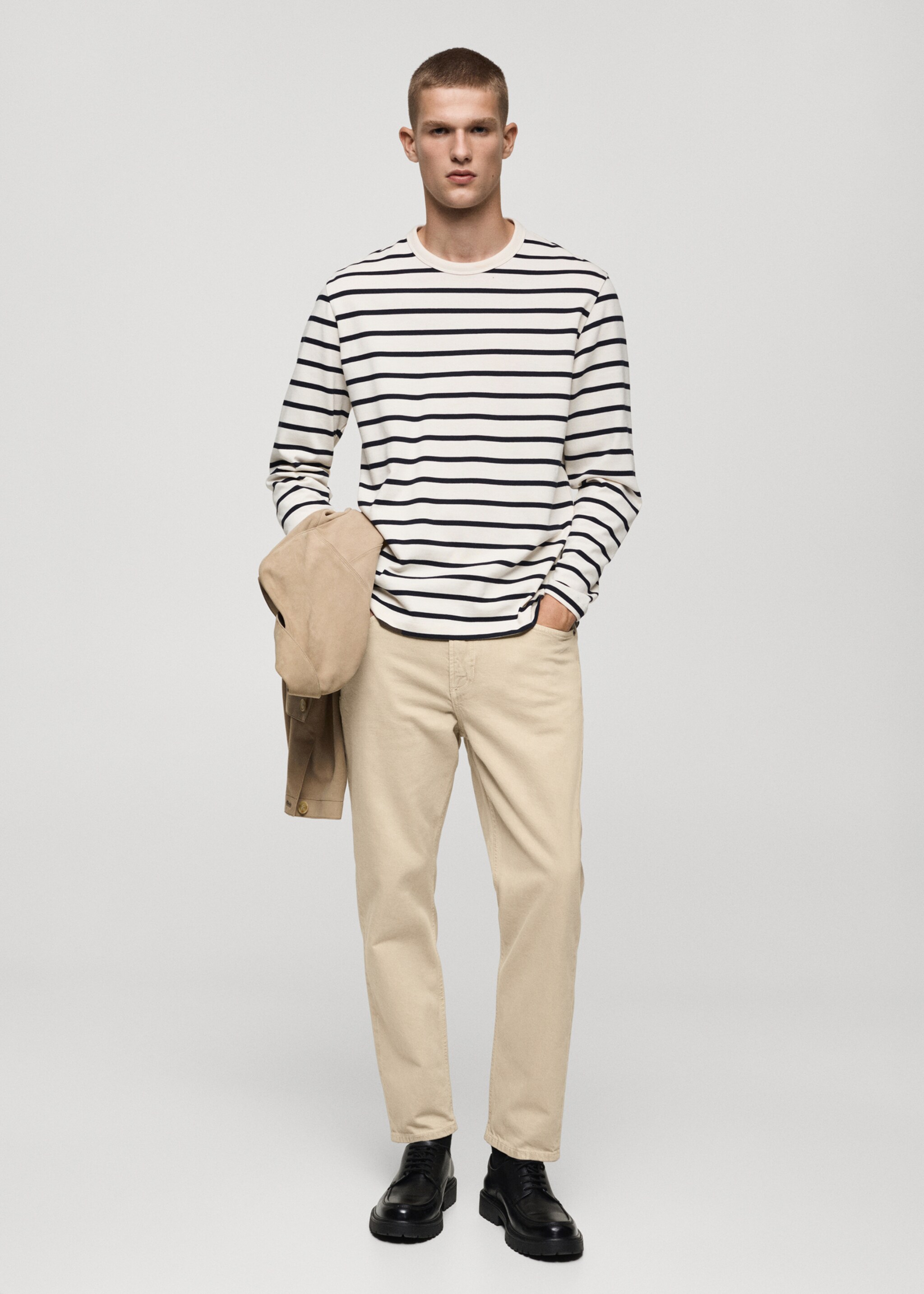 Τζιν Ben tapered cropped - Γενικό πλάνο, Μπεζ . Ref: 77054439-00.