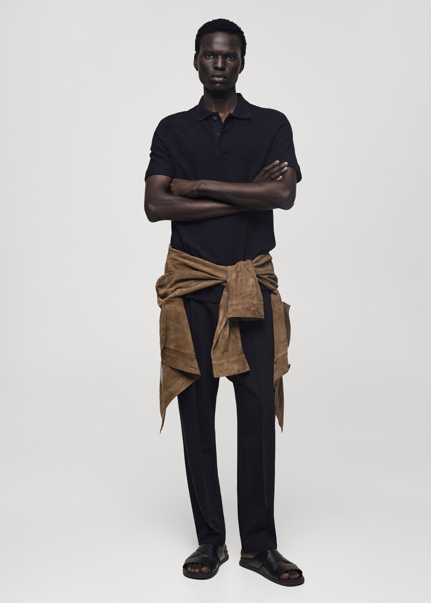 Regular-fit cotton polo shirt with terry structure - General plane
