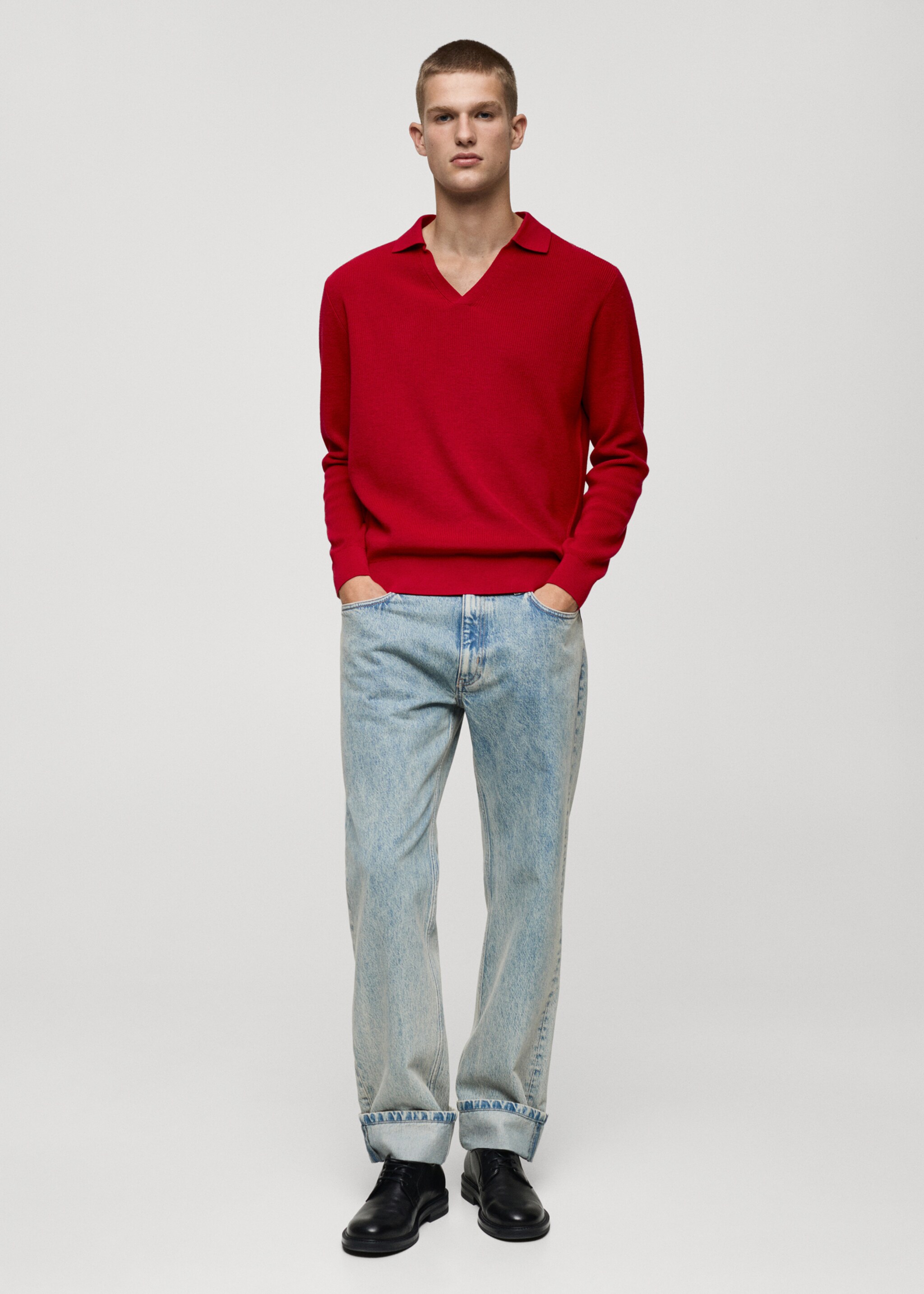 Knitted polo-neck sweater - General plane, Red. Ref: 77054451-00.