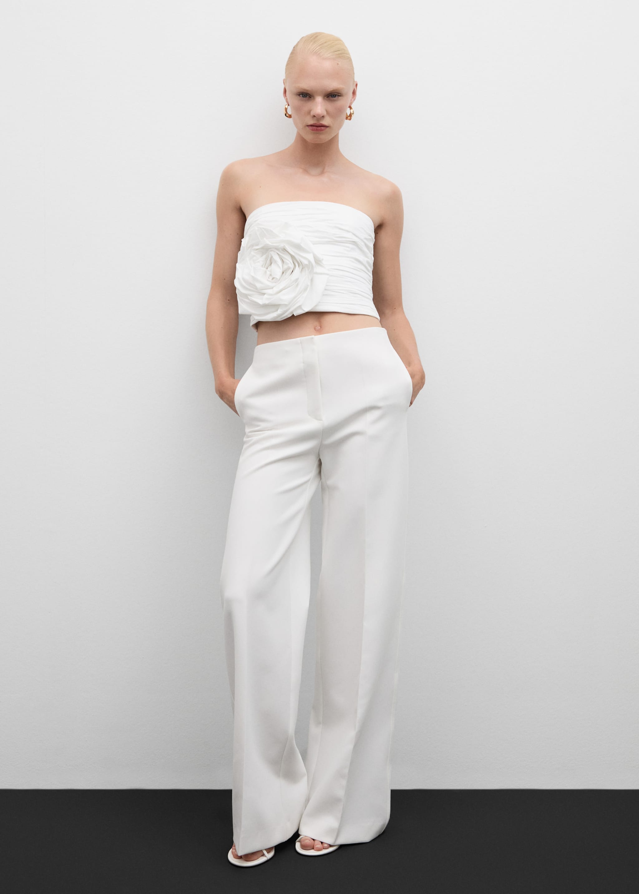 Maxi-flower ruched top - General plane, Off White. Ref: 77054454-00.