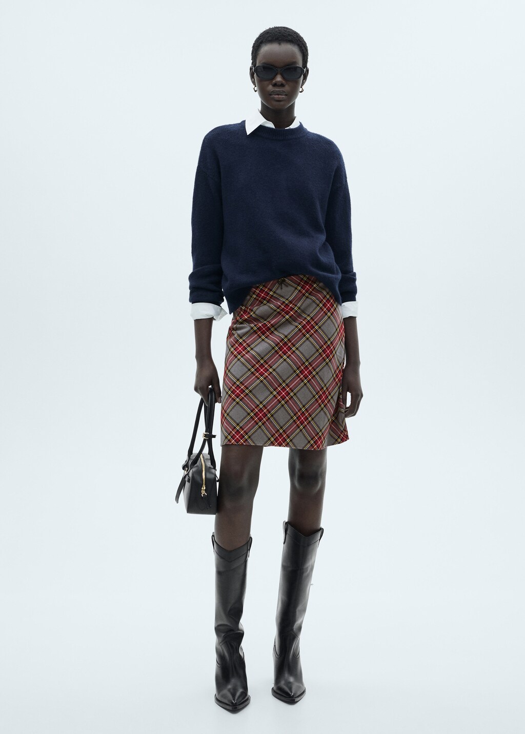 Check skirt with lace finish - Women | MANGO OUTLET USA Check skirt with lace finish - Women | MANGO OUTLET USA