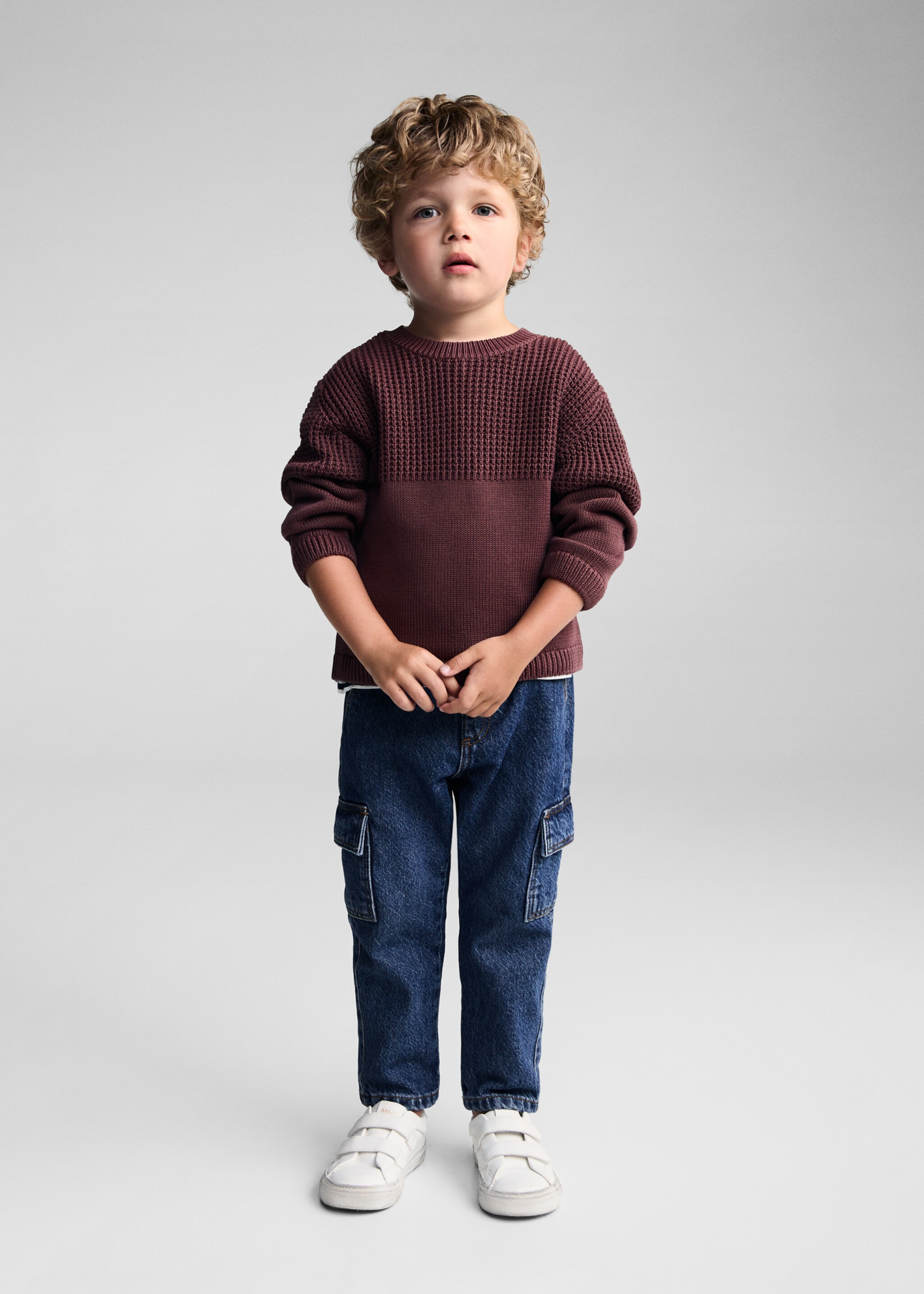 Contrasting knit sweater - General plane, Wine. Ref: 77054776-00.