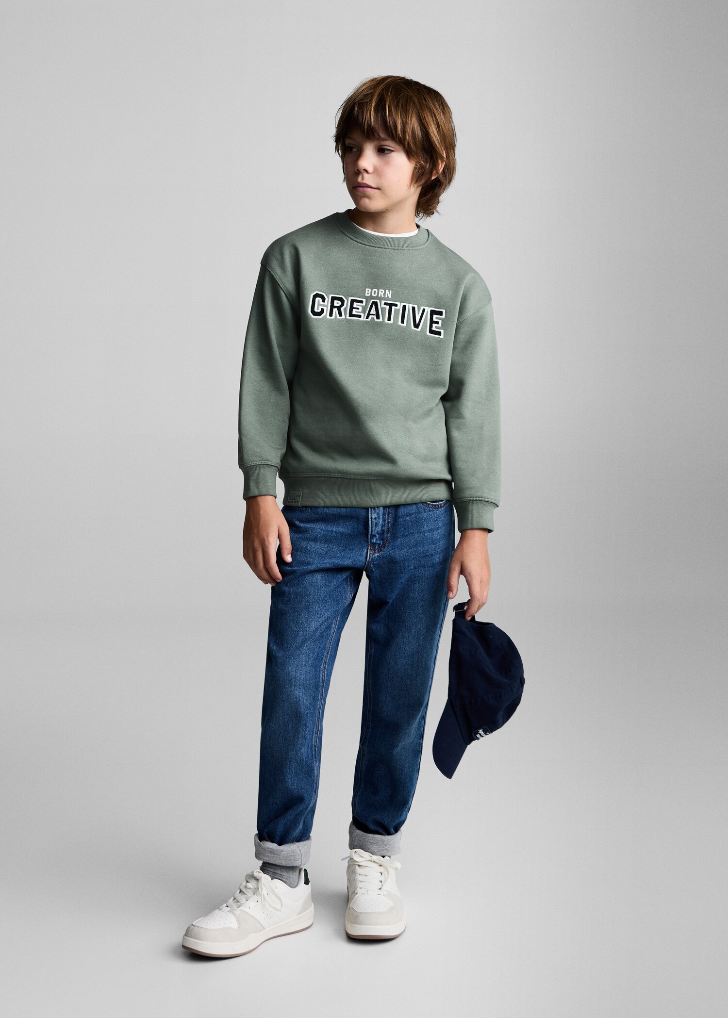 Embroidered detail cotton sweatshirt - General plane