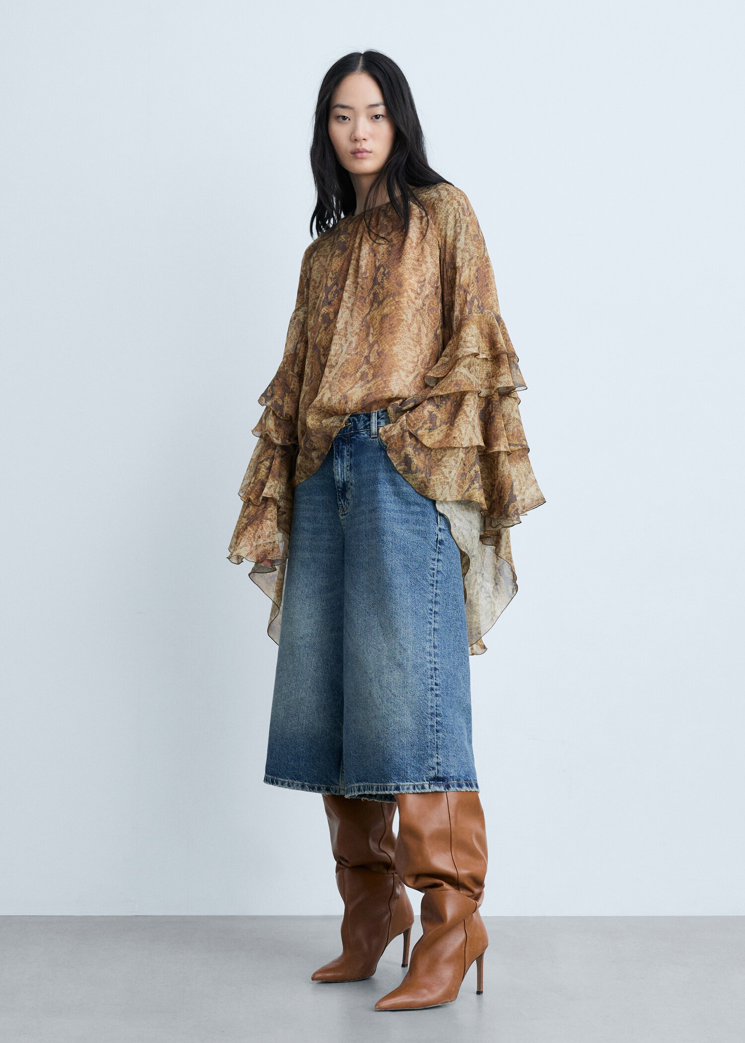 Blouse volants en imprimé serpent - Plan général