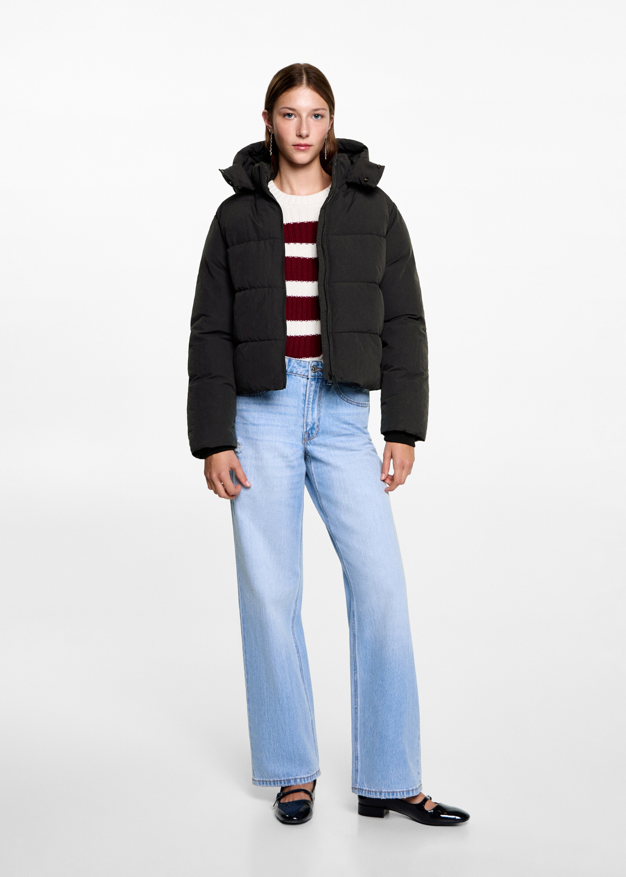 Short quilted anorak - General plane, Black. Ref: 77055629-00.