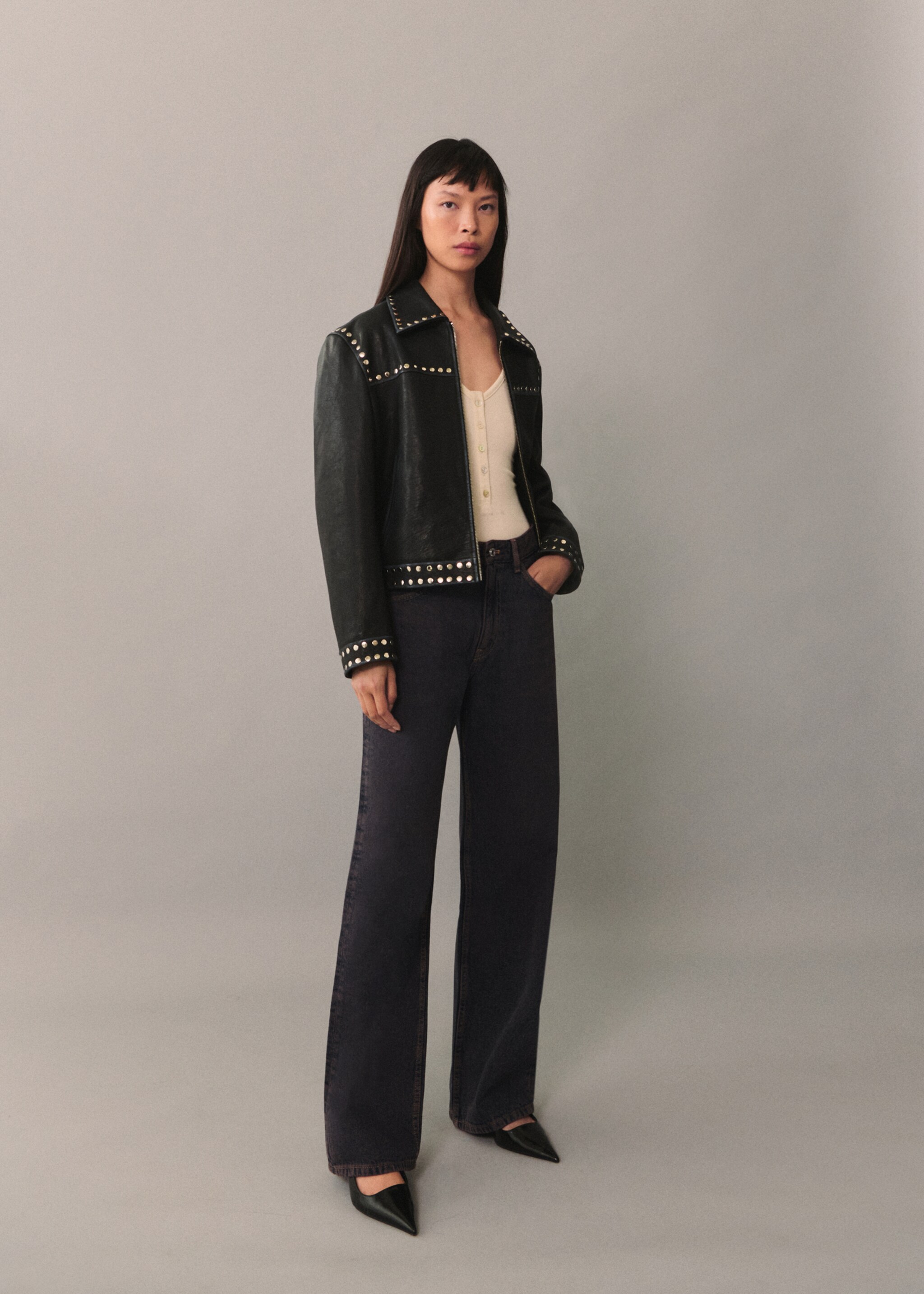 Miami medium-rise straight-fit jeans - General plane, Plum. Ref: 77055636-00.