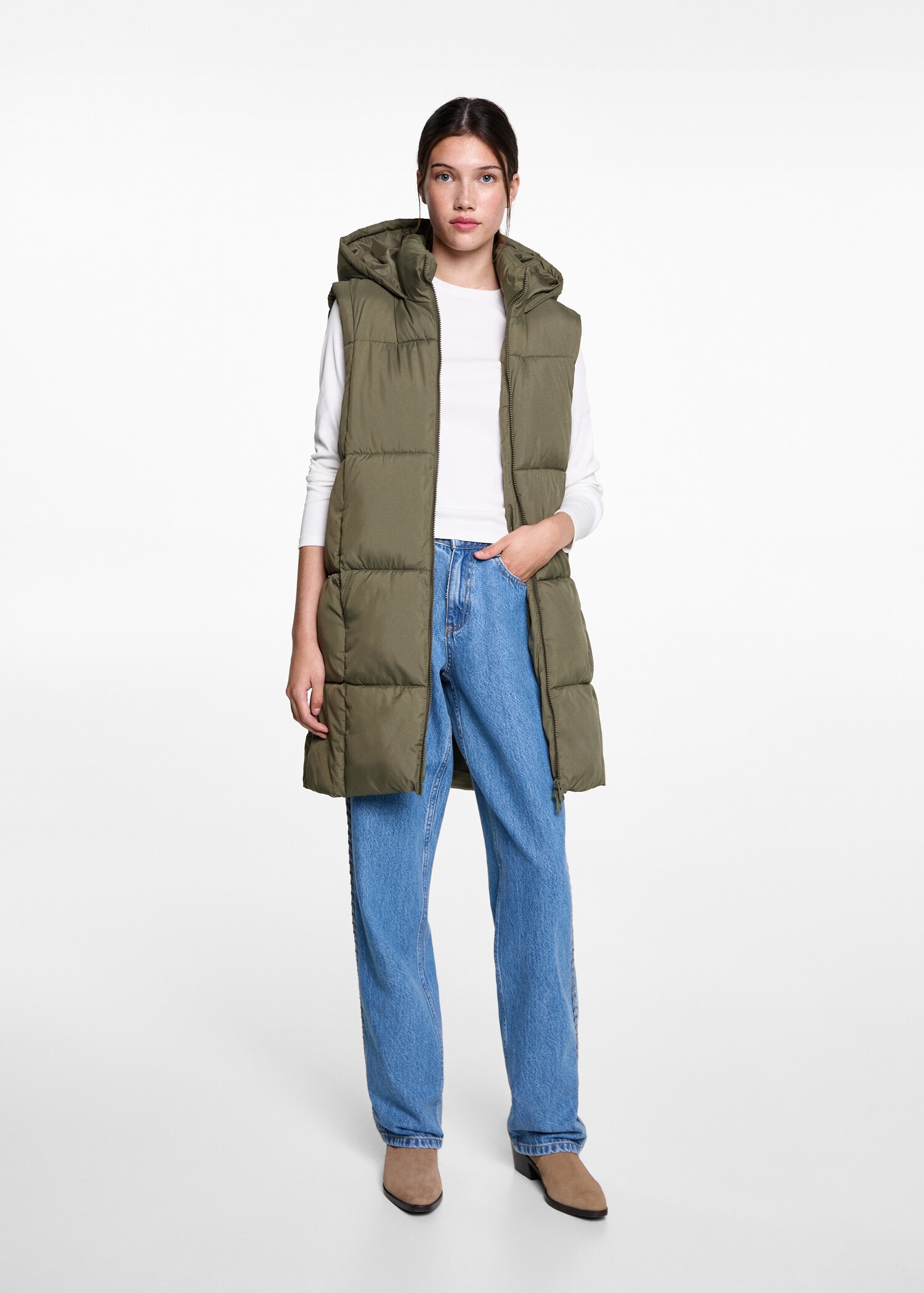 Quilted gilet with hood - General plane