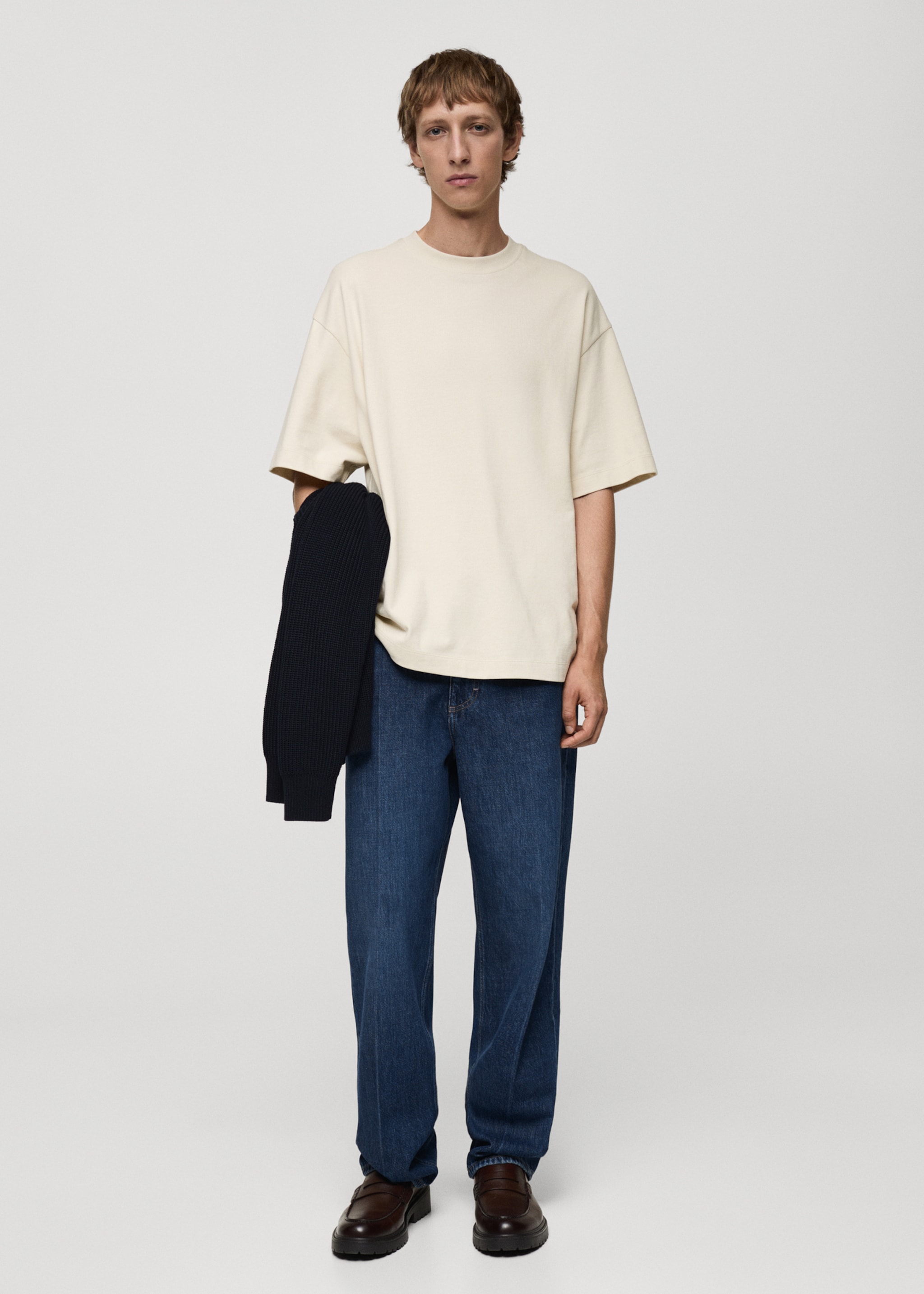 100% cotton oversized t-shirt - General plane, Ecru. Ref: 77055638-00.
