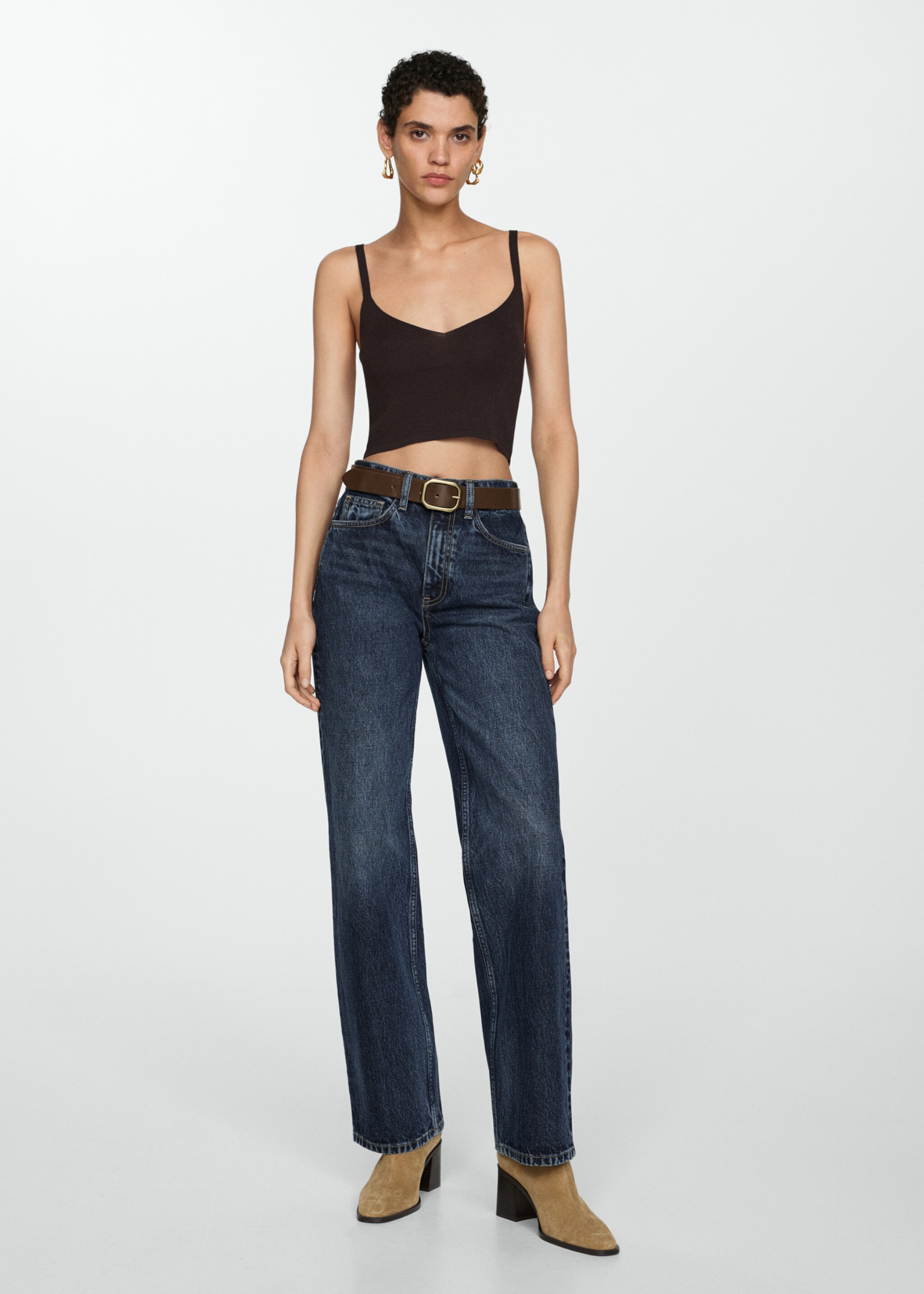 High waist straight jeans - General plane