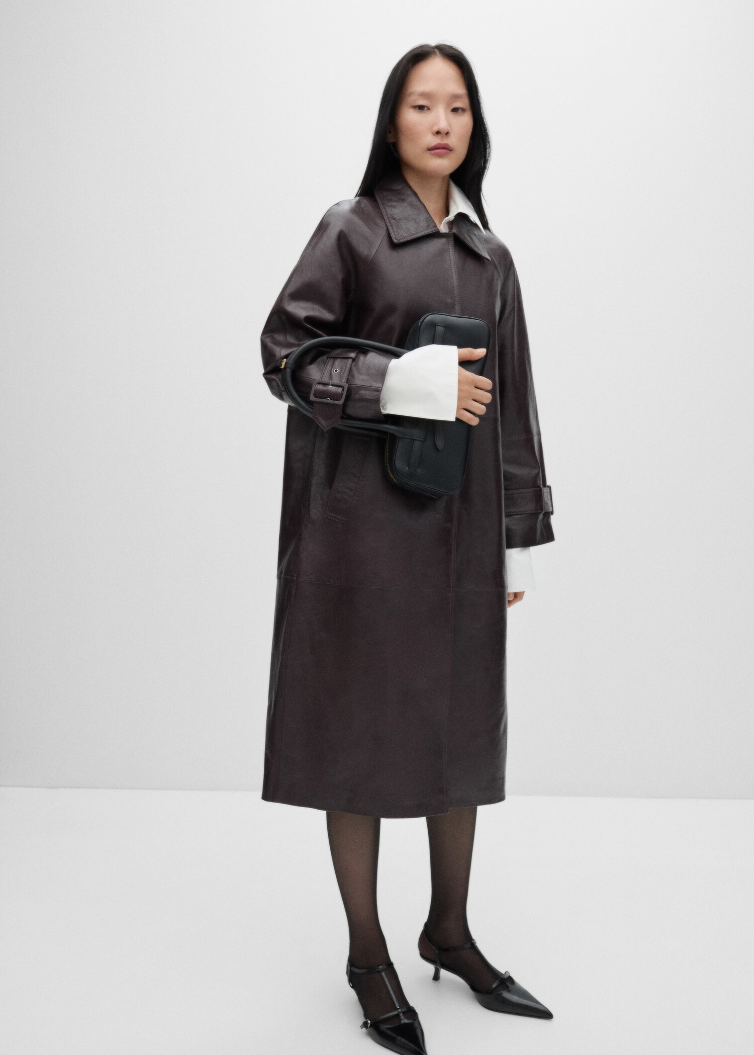 Oversized jas 100% leer - Overzichtstekening