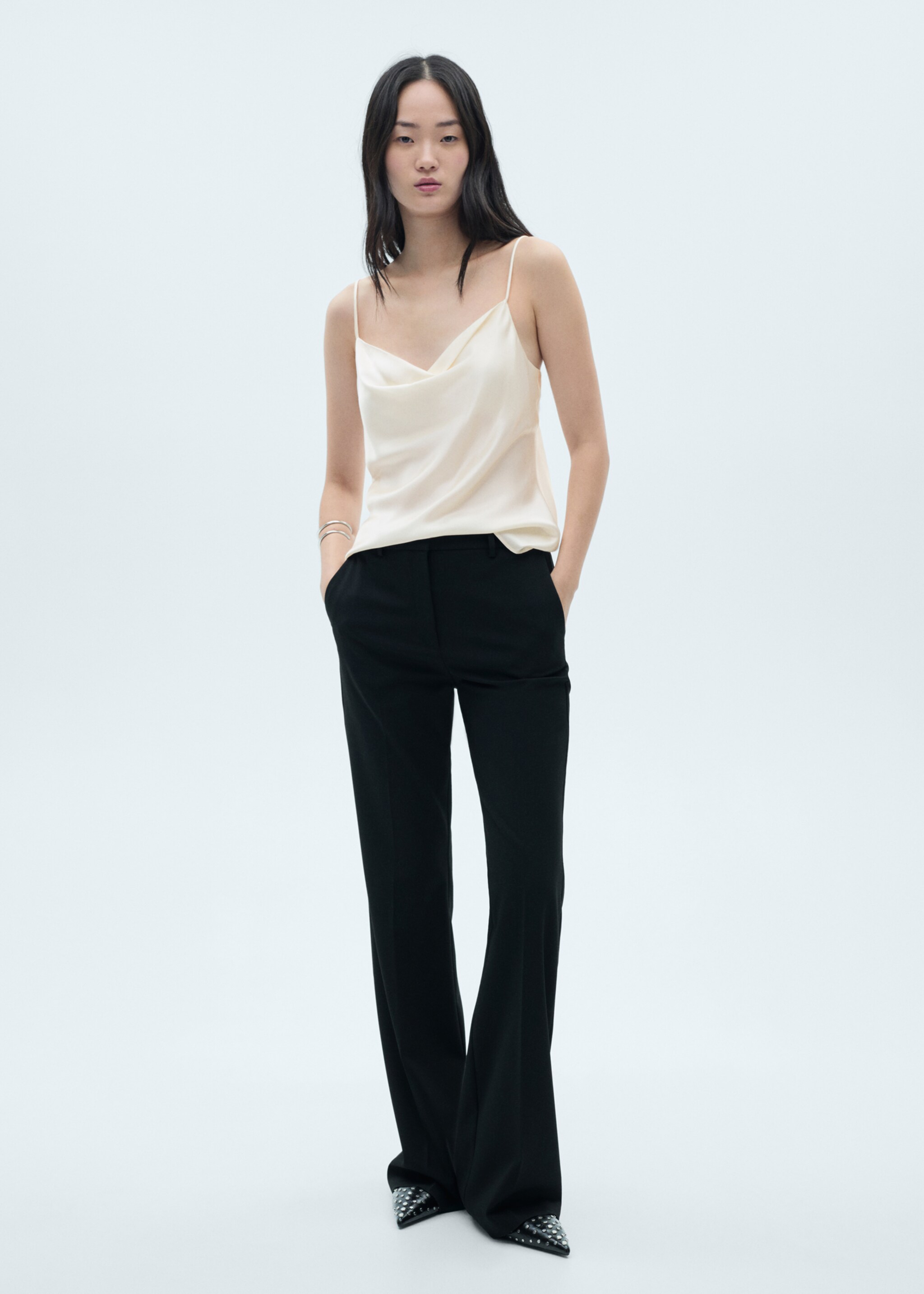 Silk satin top - General plane, Off White. Ref: 77055661-00.