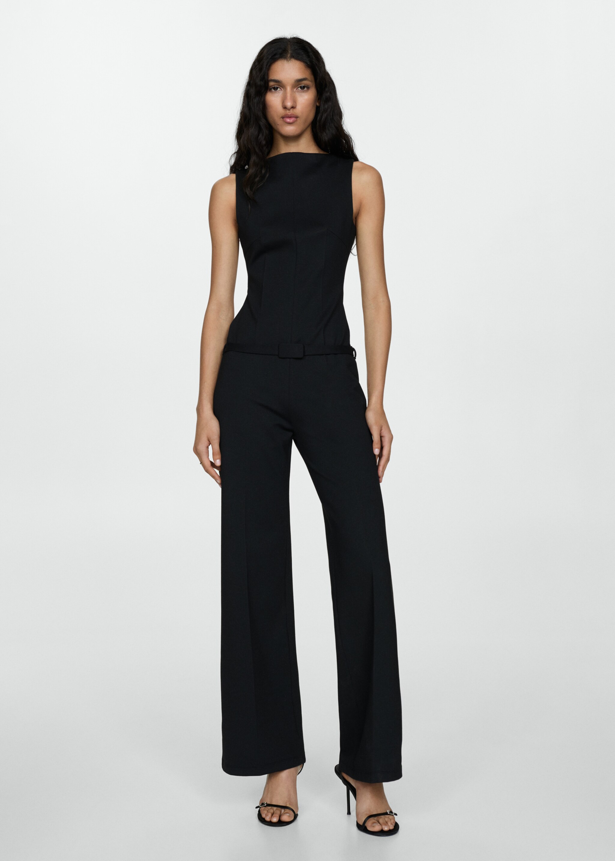 Belt long jumpsuit - General plane, Black. Ref: 77055672-00.