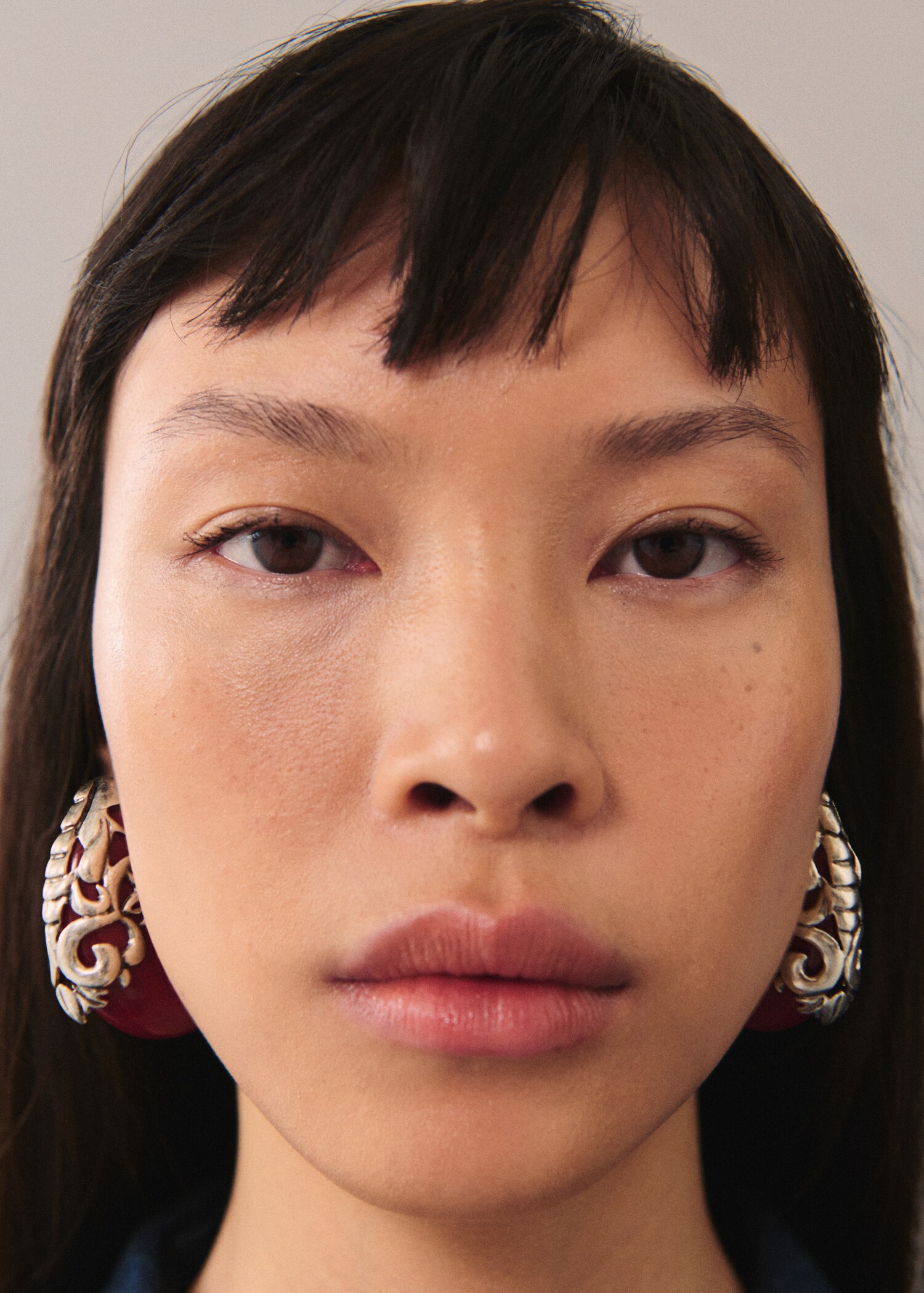 Hoop earrings with metallic detail - General plane