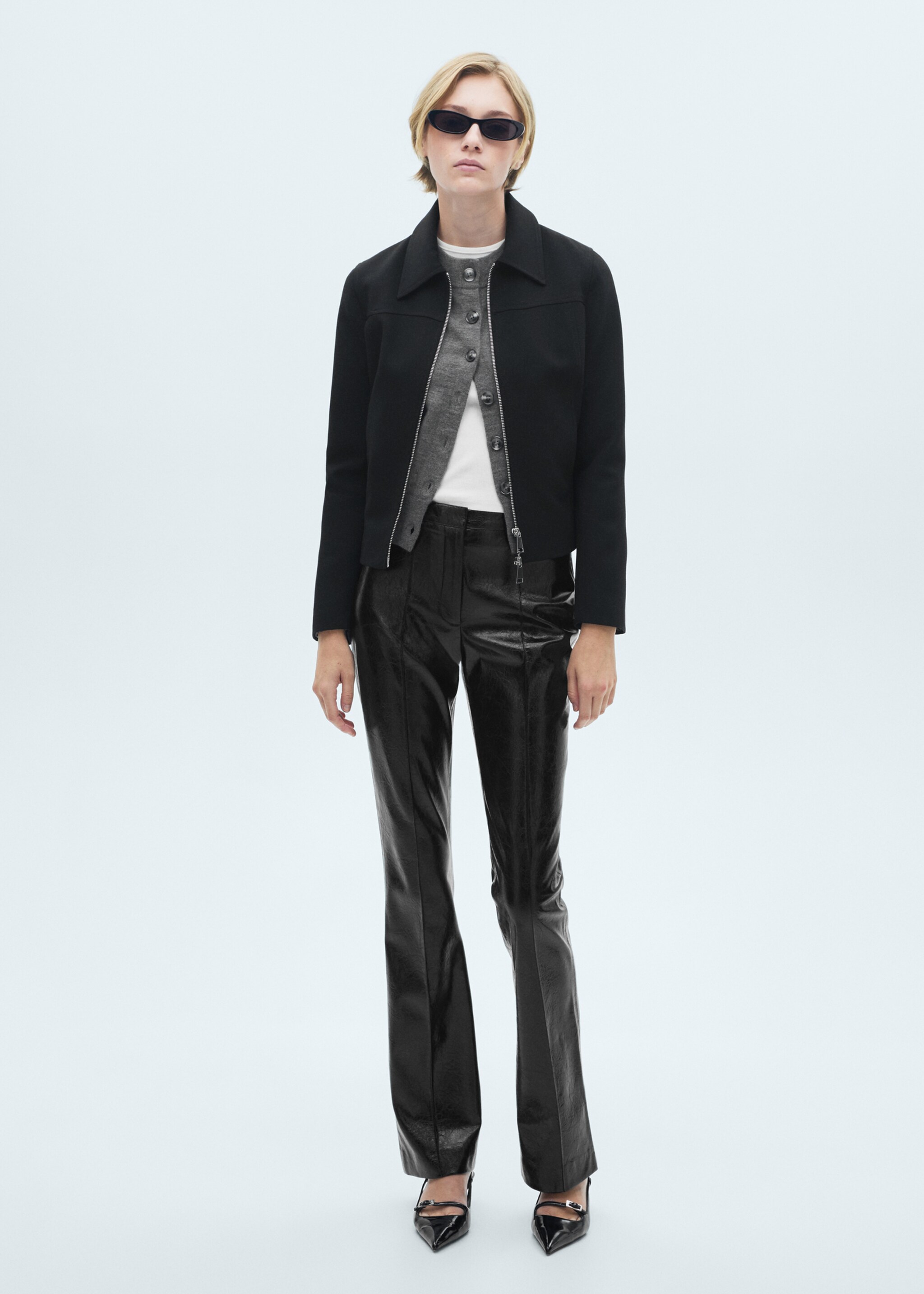 Leather-effect skinny trousers - General plane, Black. Ref: 77056723-00.