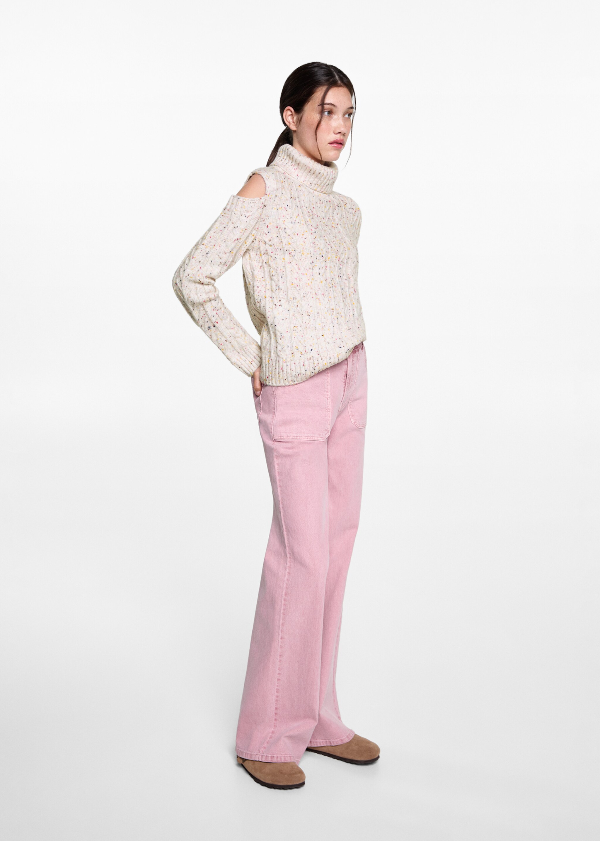 Pull-over maille ouvertures - Plan général, Écru. Ref: 77056737-00.