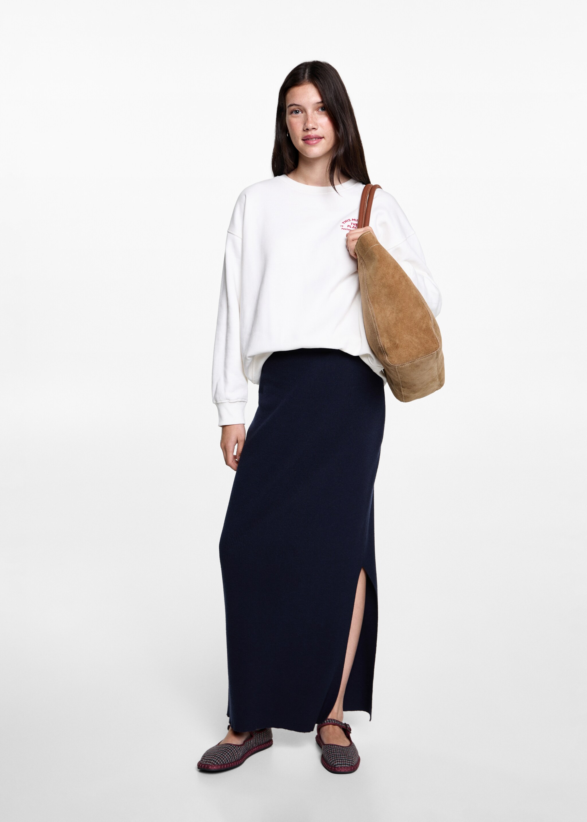 Cable knit skirt - General plane, Dark Navy. Ref: 77056744-00.
