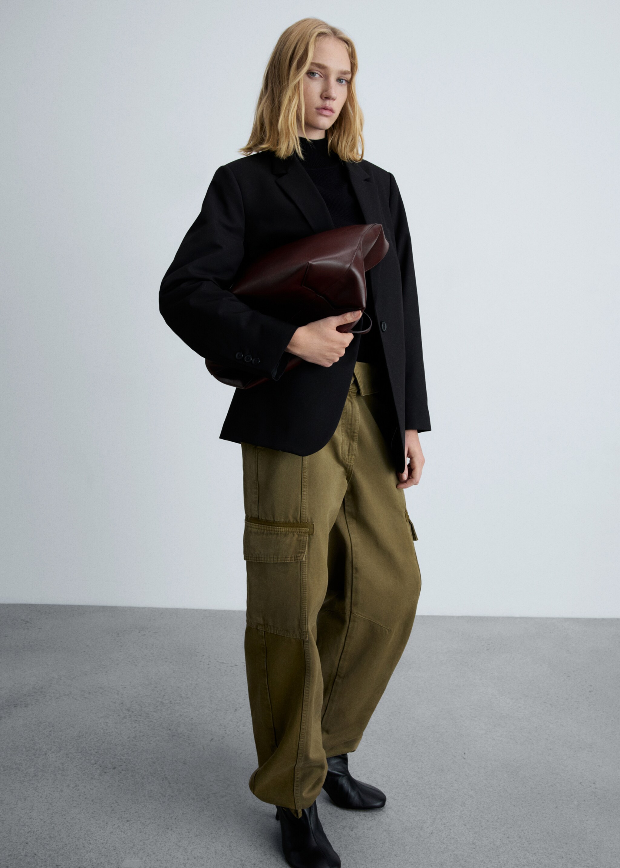 Bolso shopper detalle metálico - Plano general, Marrón. Ref: 77056746-00.